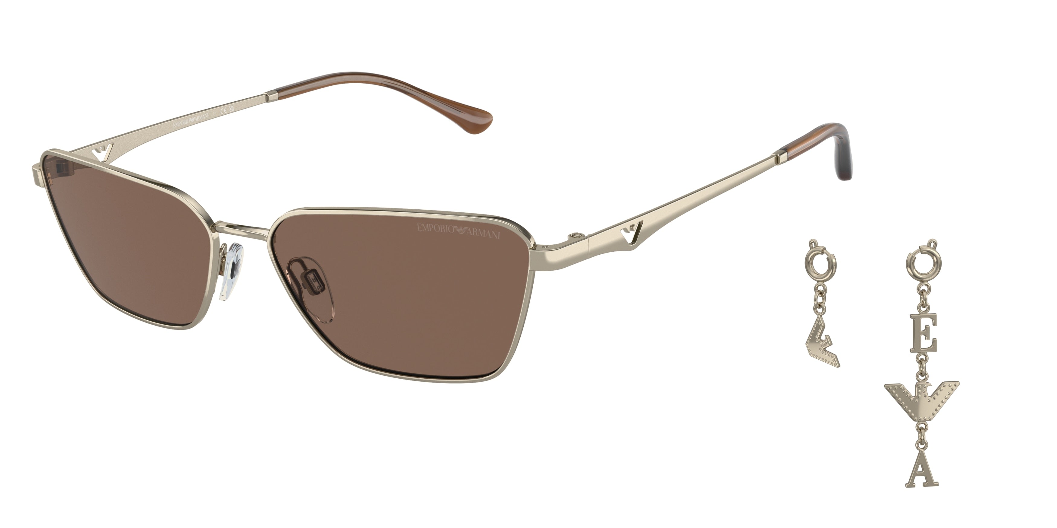 Emporio Armani EA2141 Pillow Sunglasses  301373-Shiny Pale Gold 56-140-15 - Color Map Gold
