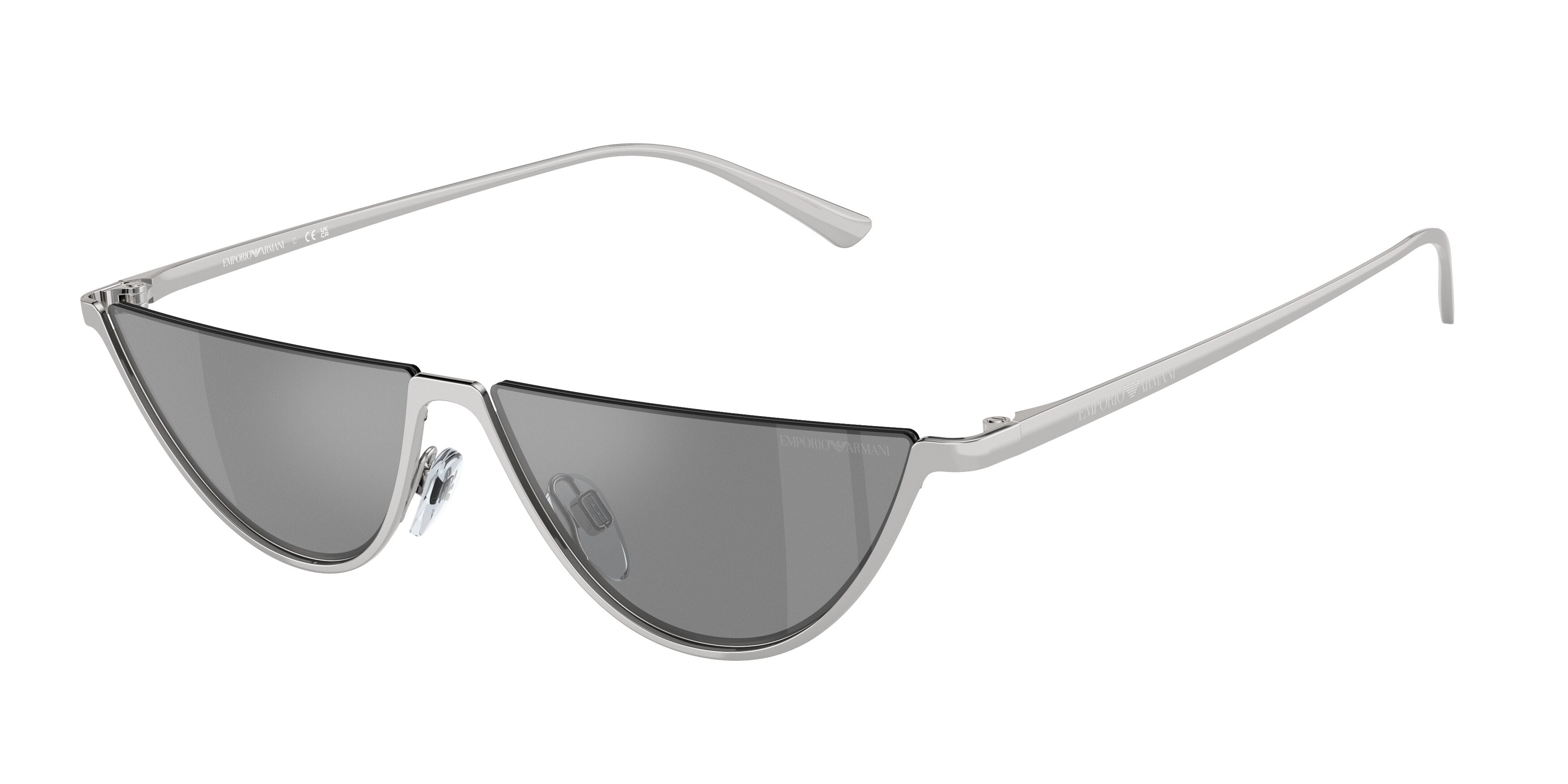 Emporio Armani EA2143 Oval Sunglasses  30156G-Shiny Silver 57-145-12 - Color Map Silver