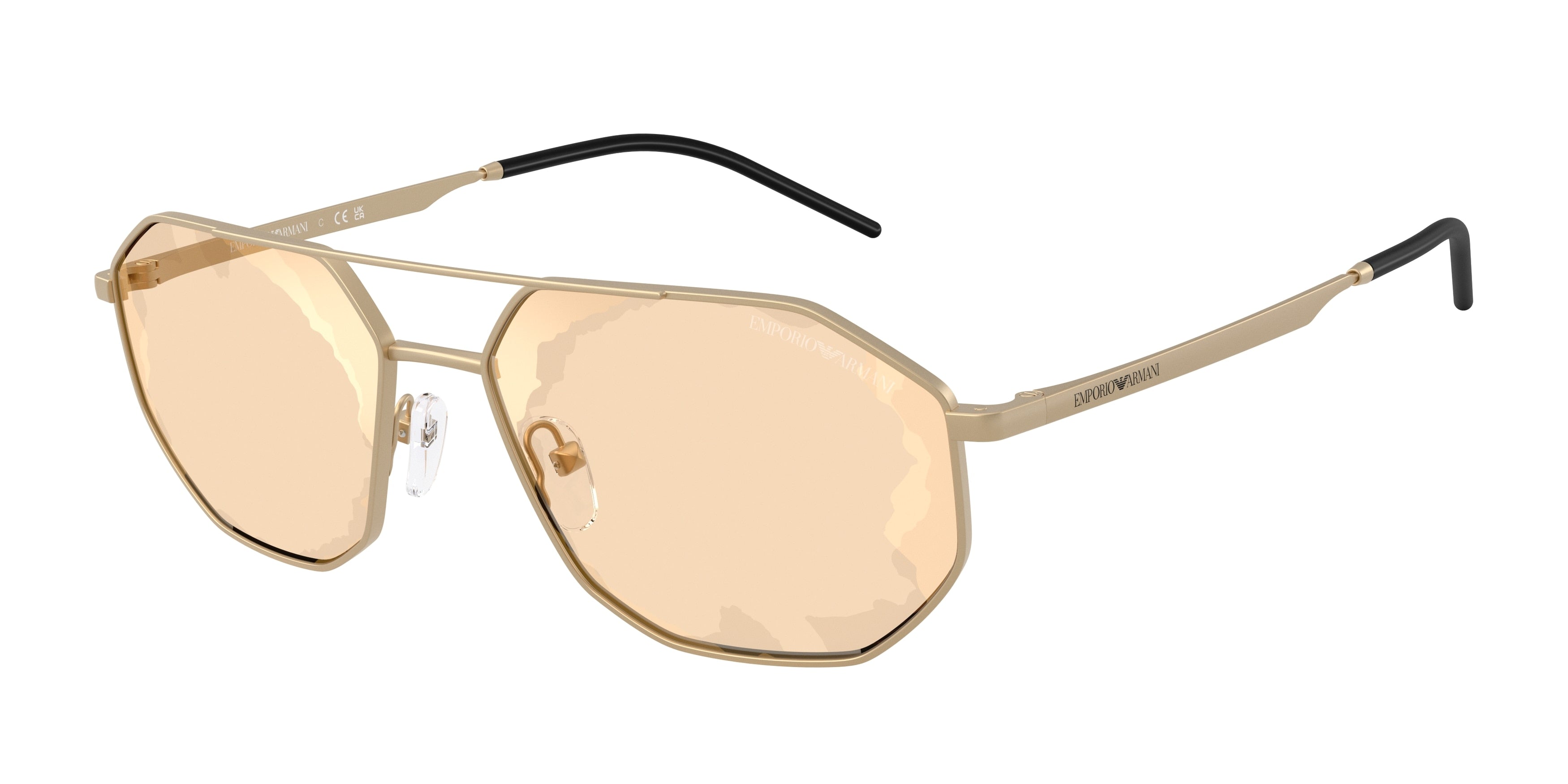 Emporio Armani EA2147 Irregular Sunglasses  30027L-Matte Pale Gold 58-145-16 - Color Map Gold