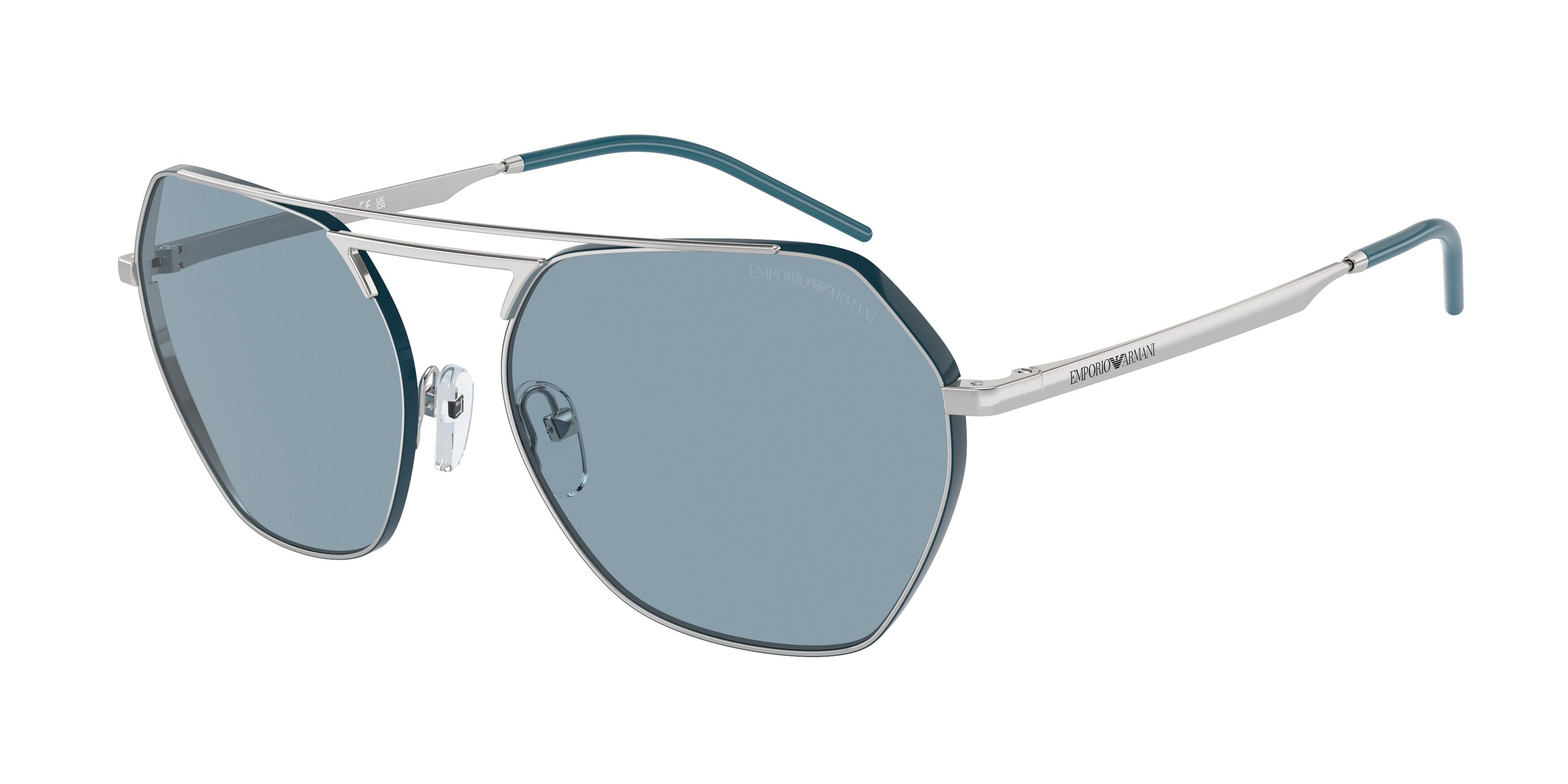 Emporio Armani EA2148 Irregular Sunglasses  301580-Shiny Silver 56-140-16 - Color Map Silver