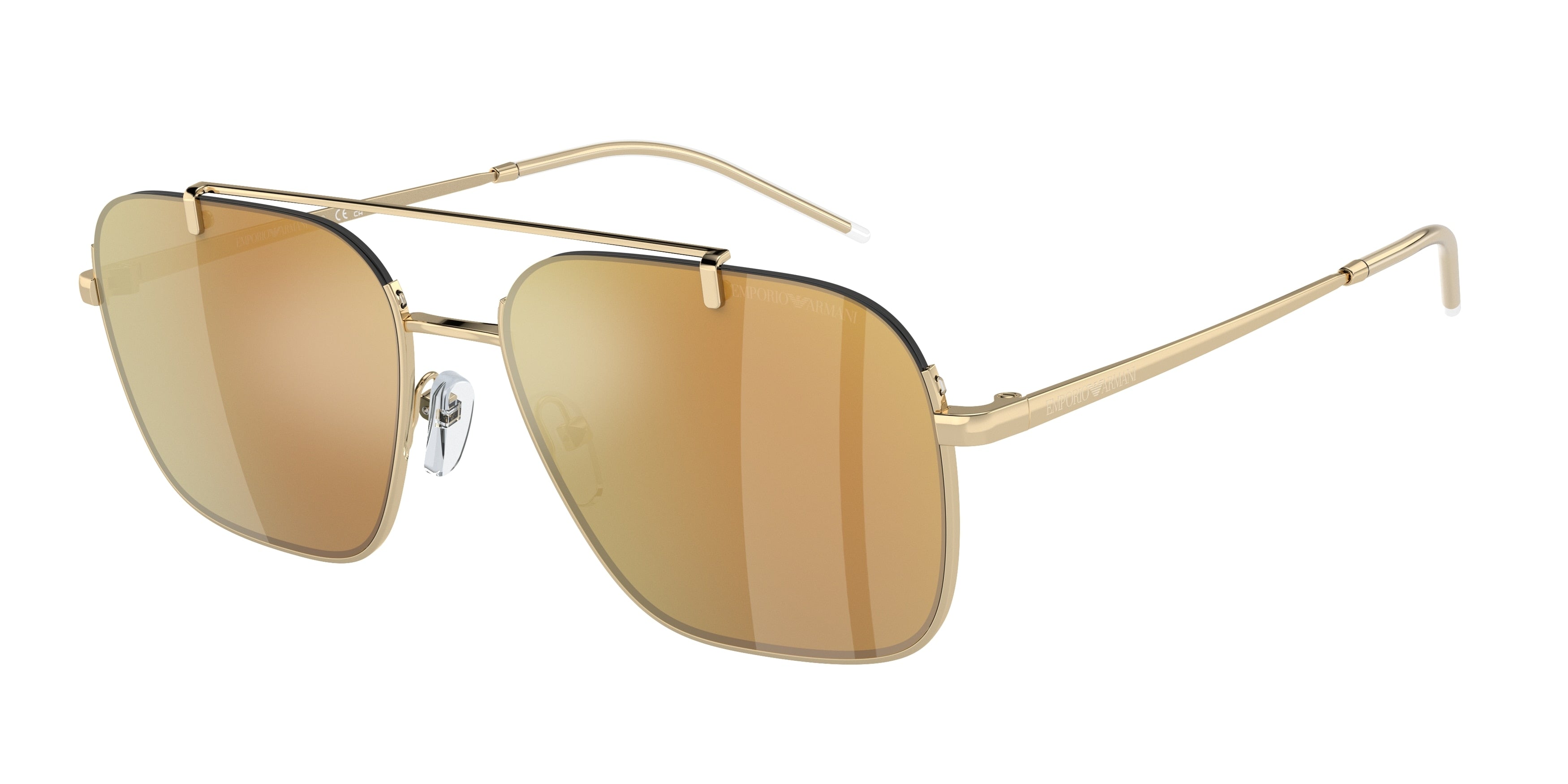 Emporio Armani EA2150 Rectangle Sunglasses  301378-Shiny Pale Gold 57-145-17 - Color Map Gold