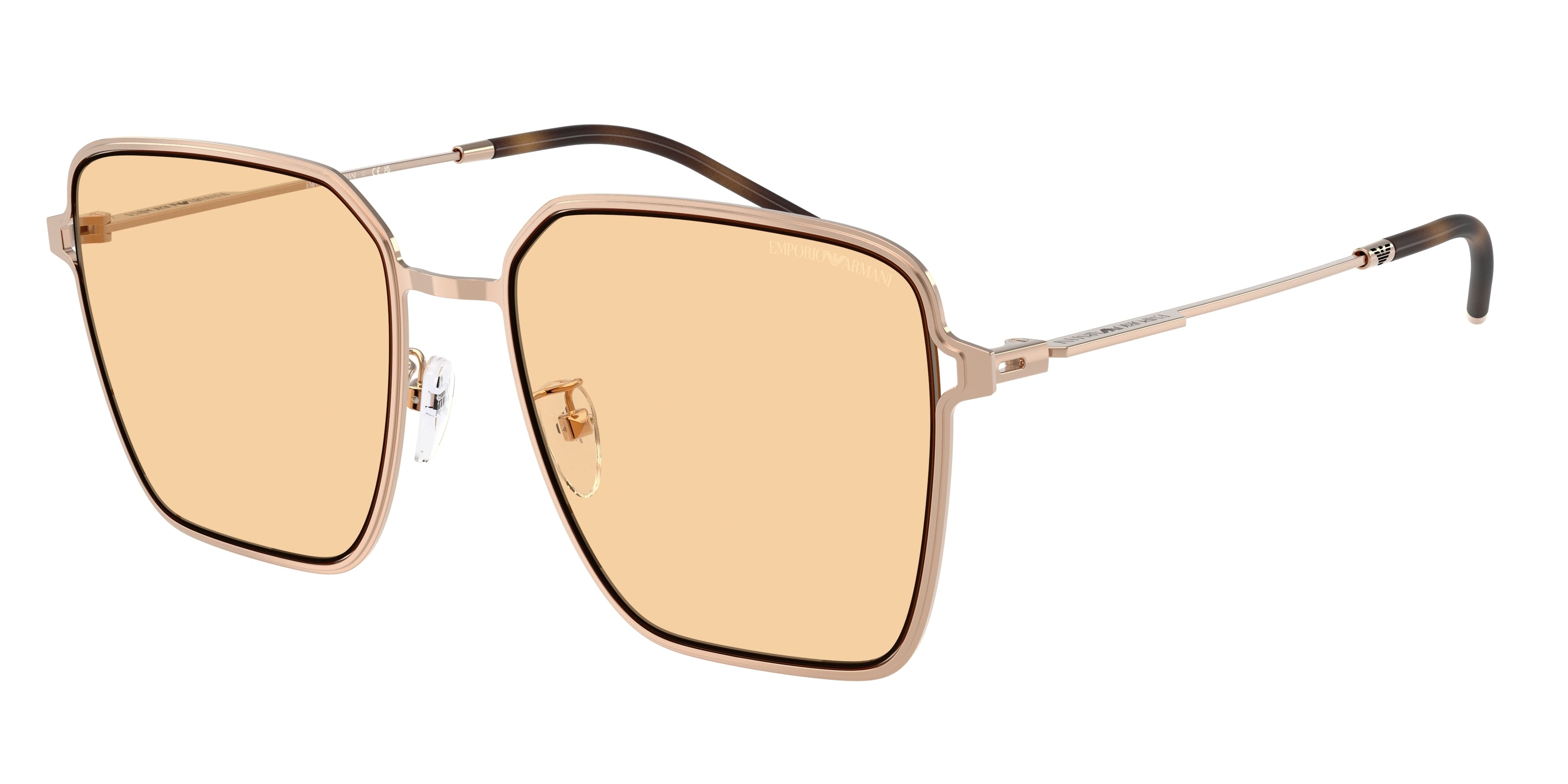 Emporio Armani EA2159D Square Sunglasses  3011/7-Shiny Rose Gold 57-145-19 - Color Map Gold