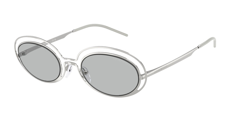 Emporio Armani EA2160 Oval Sunglasses  301587-Shiny Silver 52-140-23 - Color Map Silver