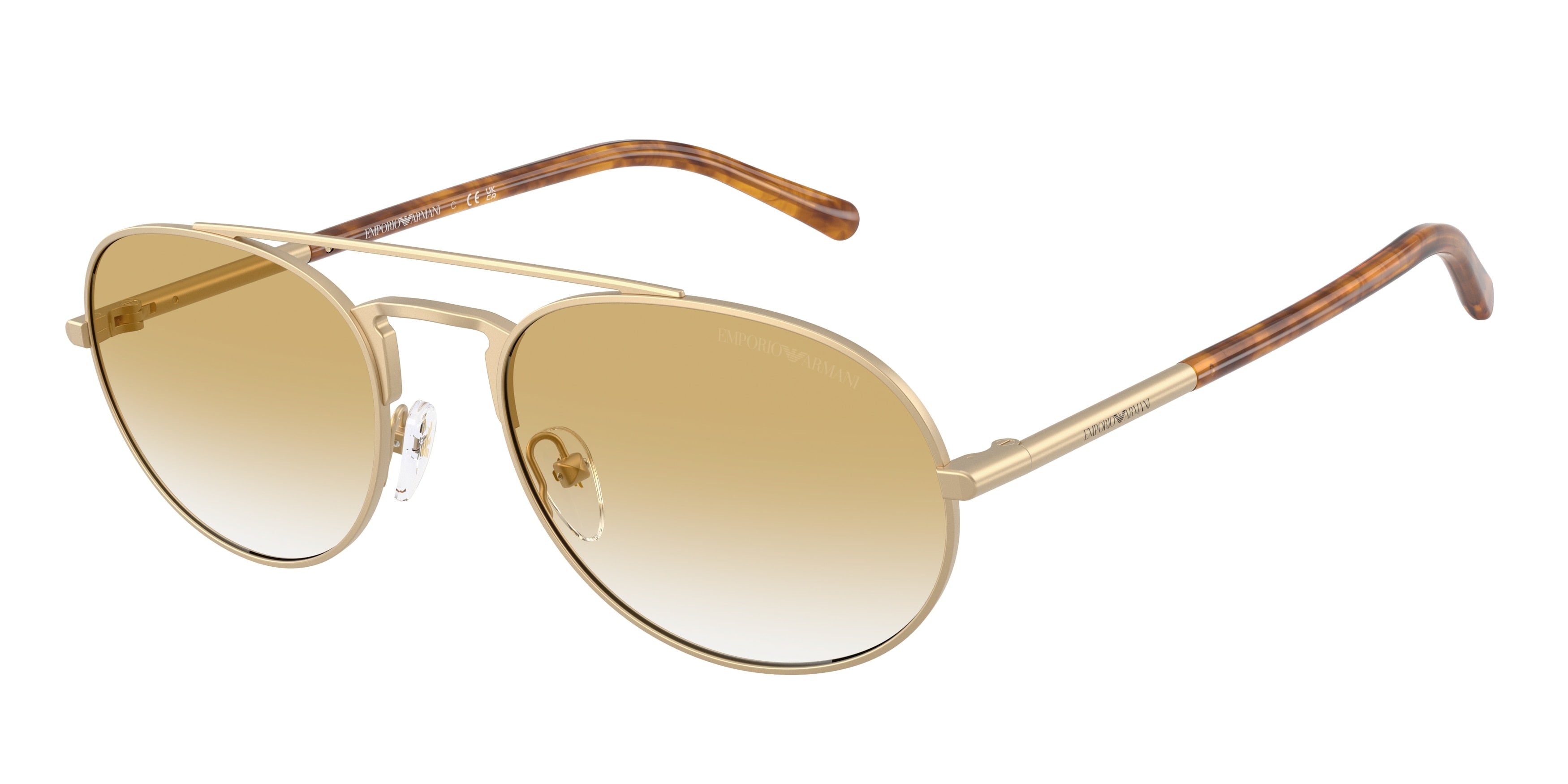 Emporio Armani EA2171 Pilot Sunglasses  30022Q-Matte Pale Gold 57-145-20 - Color Map Gold