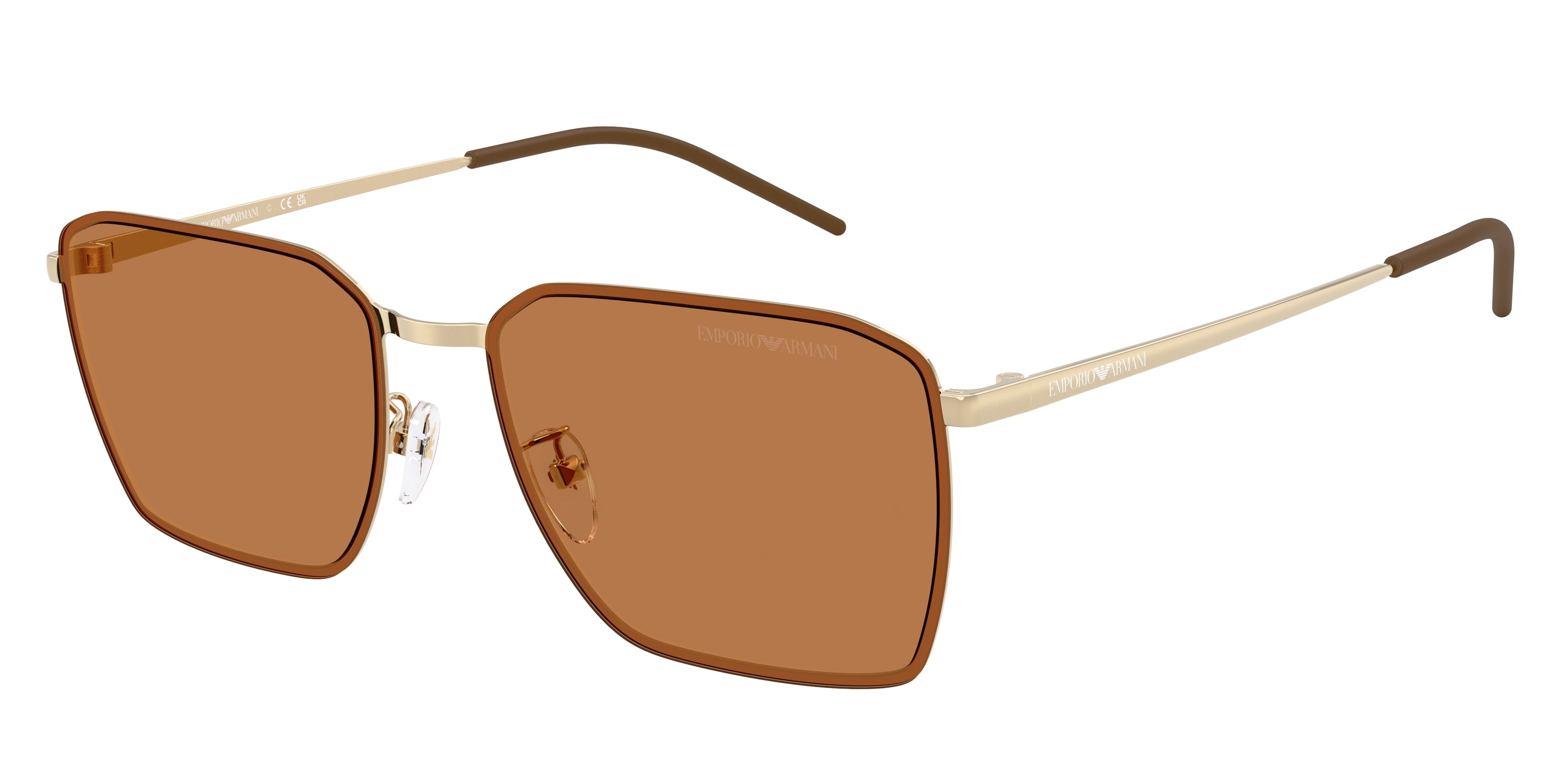 Emporio Armani EA2172D Square Sunglasses  301373-Shiny Pale Gold 60-150-17 - Color Map Gold
