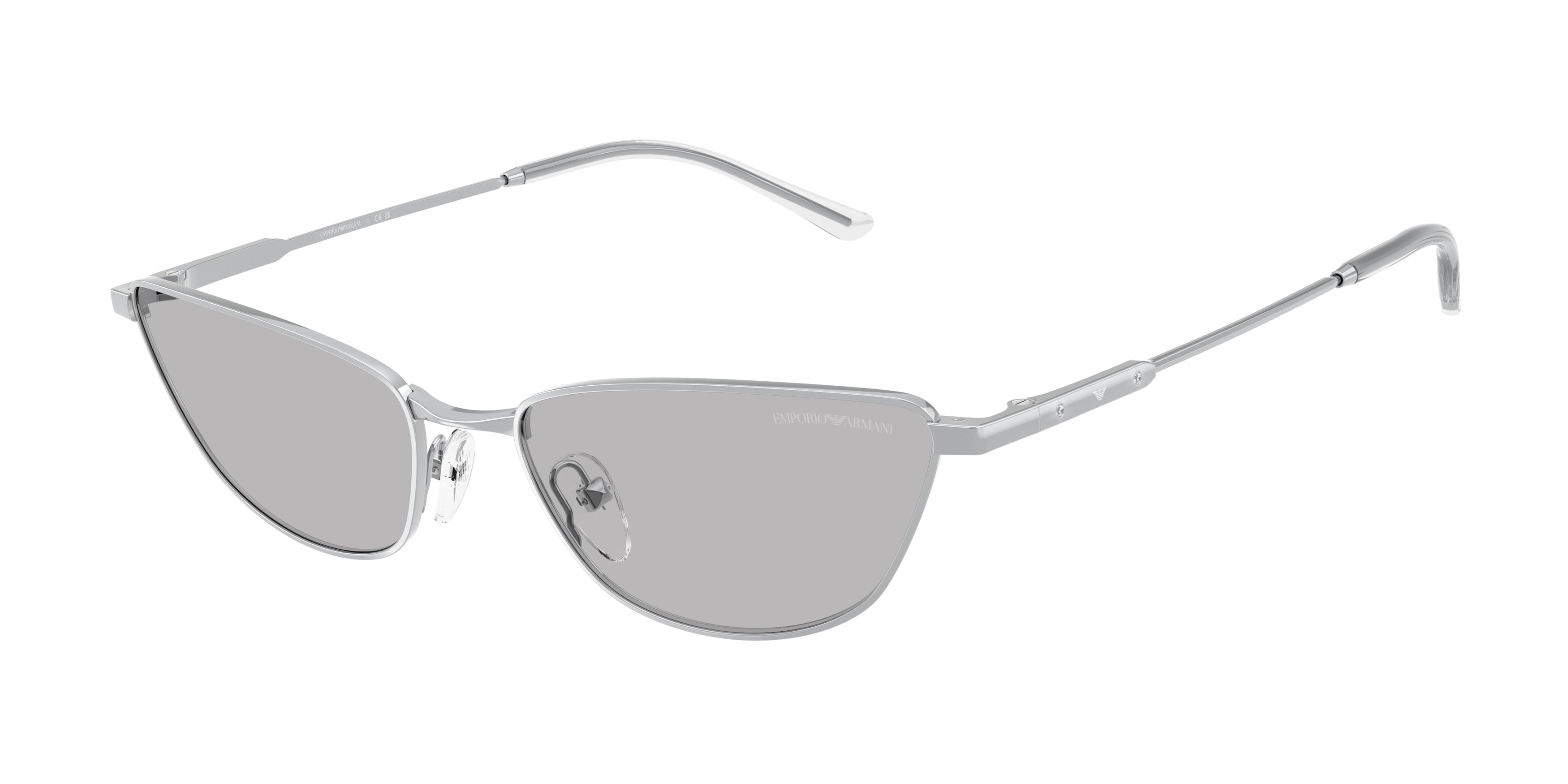 Emporio Armani EA2174B Cat Eye Sunglasses  301587-Shiny Silver 55-140-17 - Color Map Silver