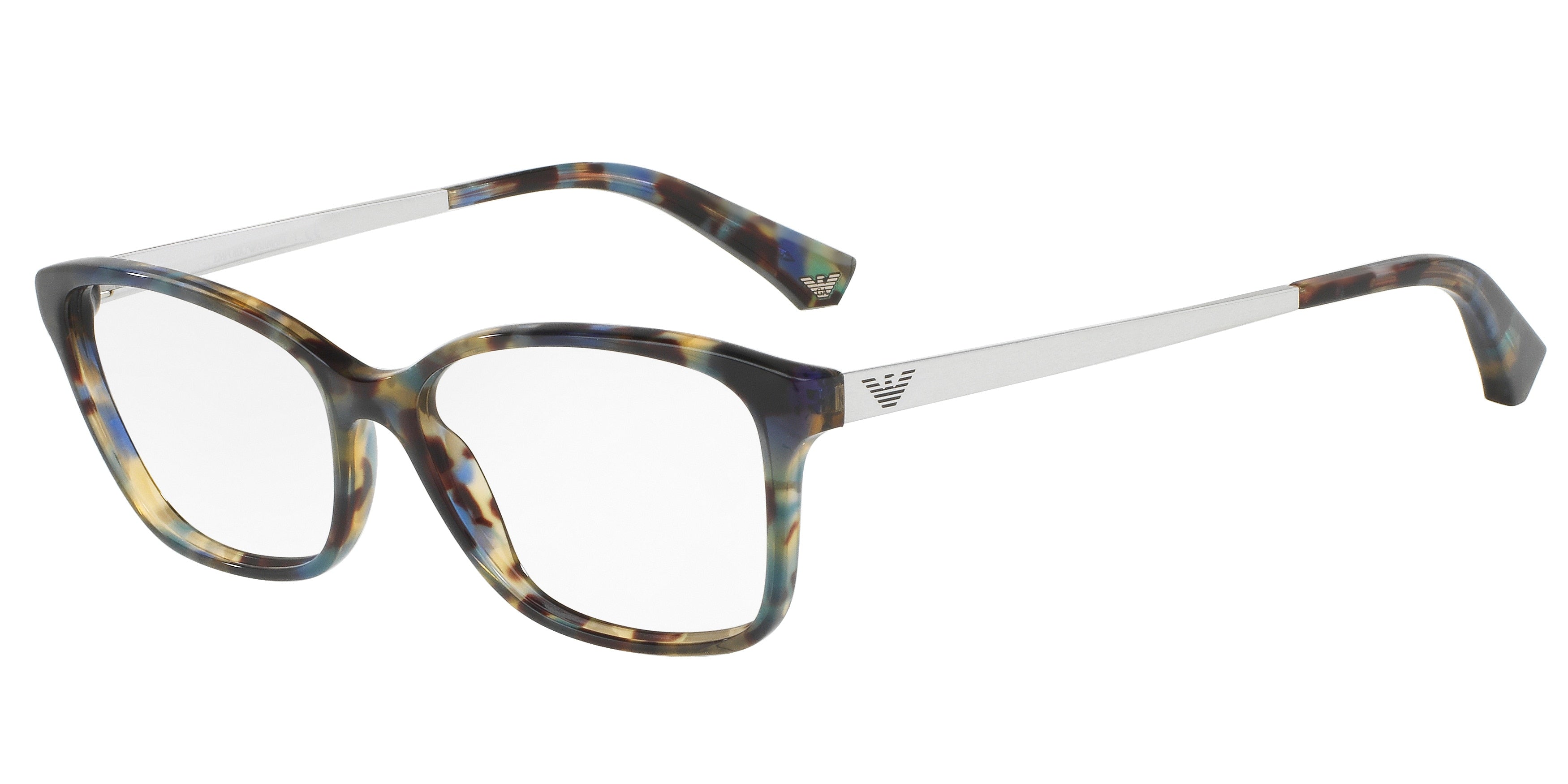 Emporio Armani EA3026 Cat Eye Eyeglasses  5542-Shiny Blue Havana 52-140-15 - Color Map Blue