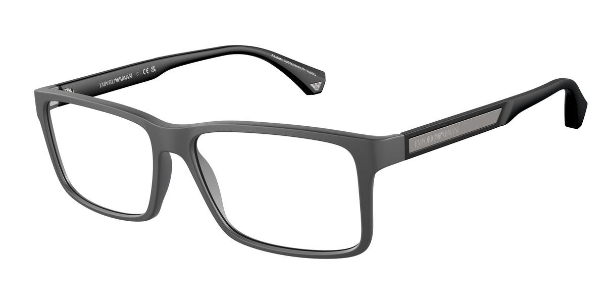 Emporio Armani EA3038 Rectangle Eyeglasses  5126-Matte Dark Grey 56-140-16 - Color Map Grey