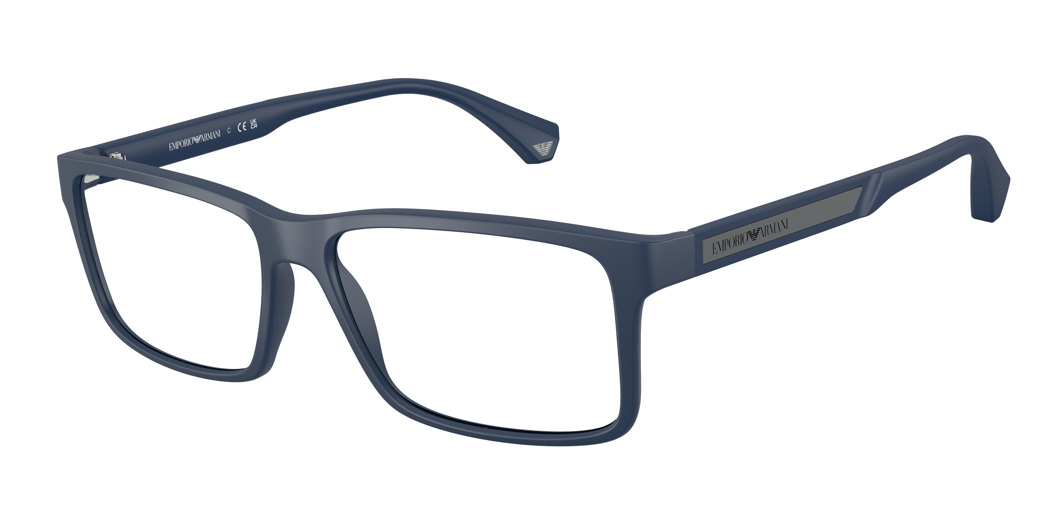 Emporio Armani EA3038 Rectangle Eyeglasses  6185-Matte Blue 56-140-16 - Color Map Blue