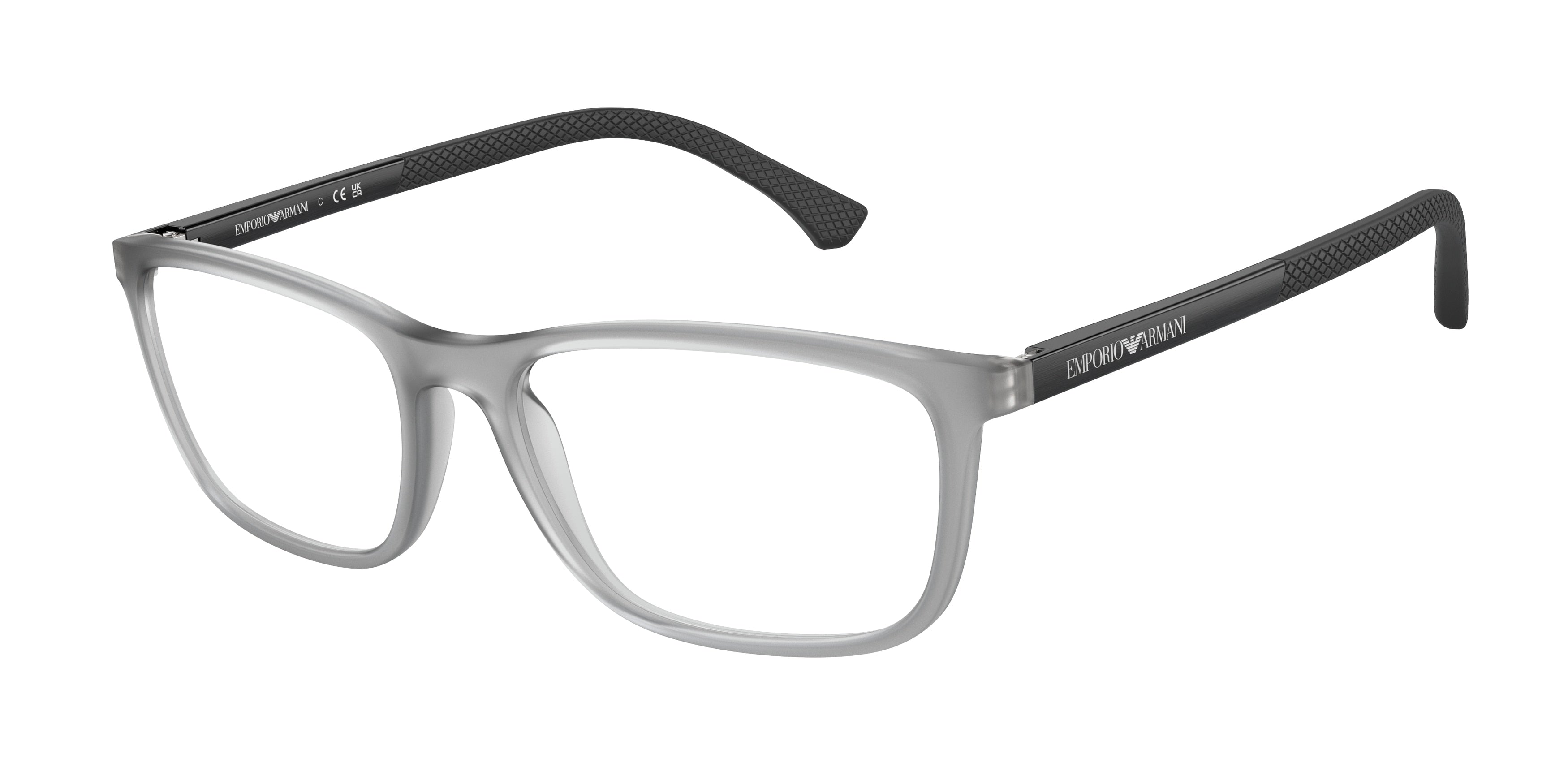 Emporio Armani EA3069 Rectangle Eyeglasses  5012-Matte Transparent Grey 55-140-17 - Color Map Grey