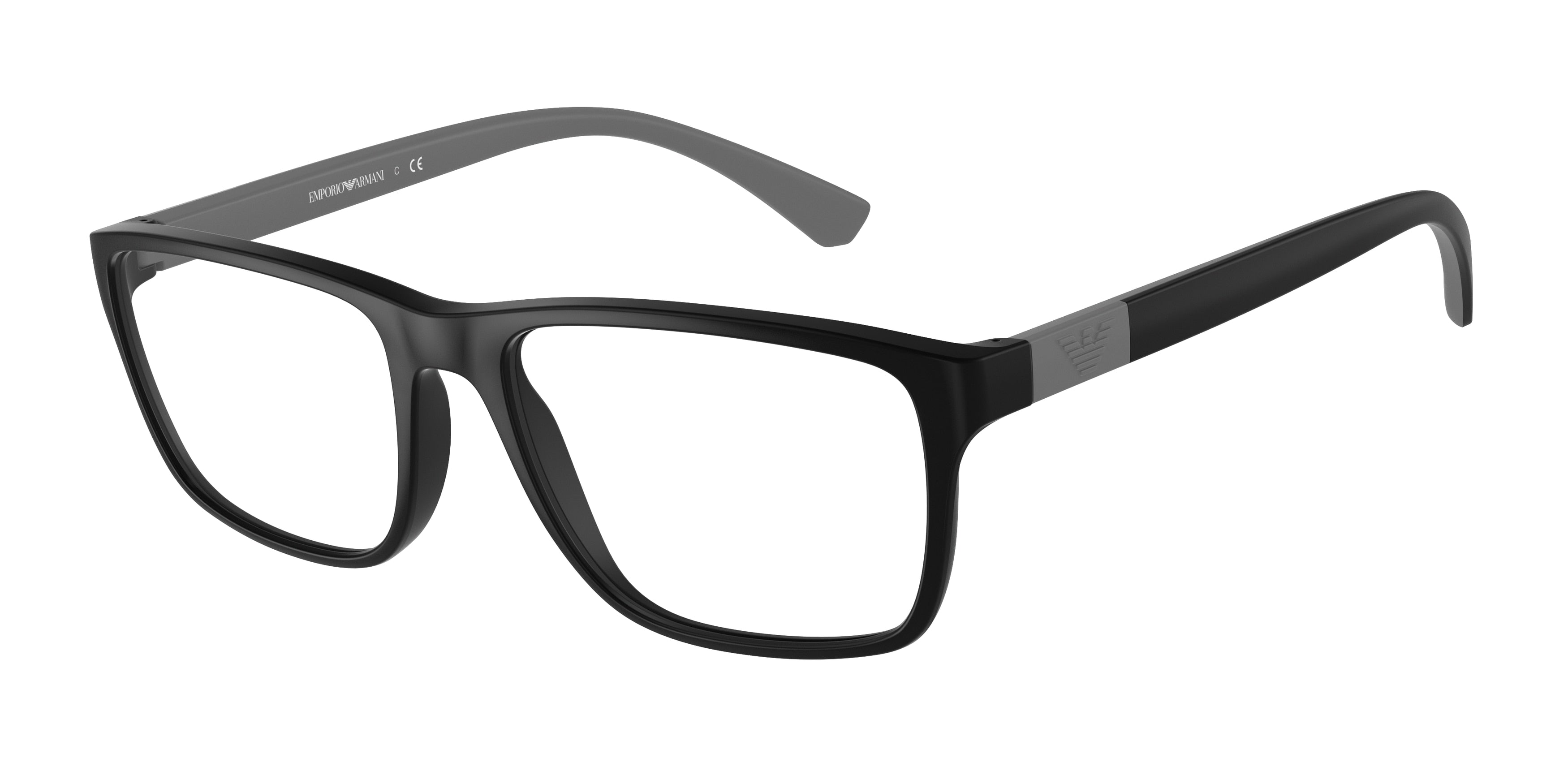 Emporio Armani EA3091 Rectangle Eyeglasses  5001-Matte Black 55-145-17 - Color Map Black