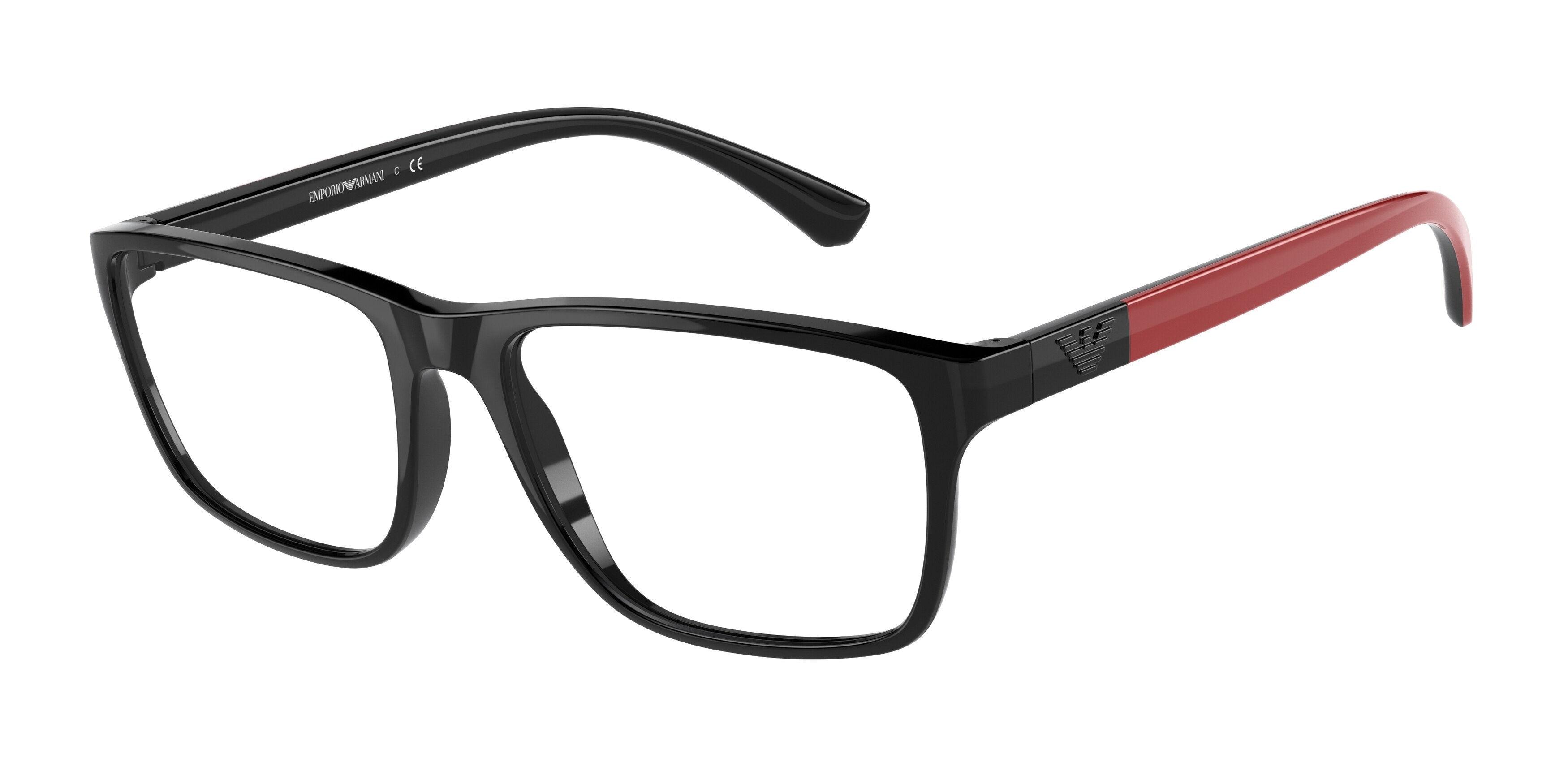 Emporio Armani EA3091 Rectangle Eyeglasses  5017-Black 55-145-17 - Color Map Black