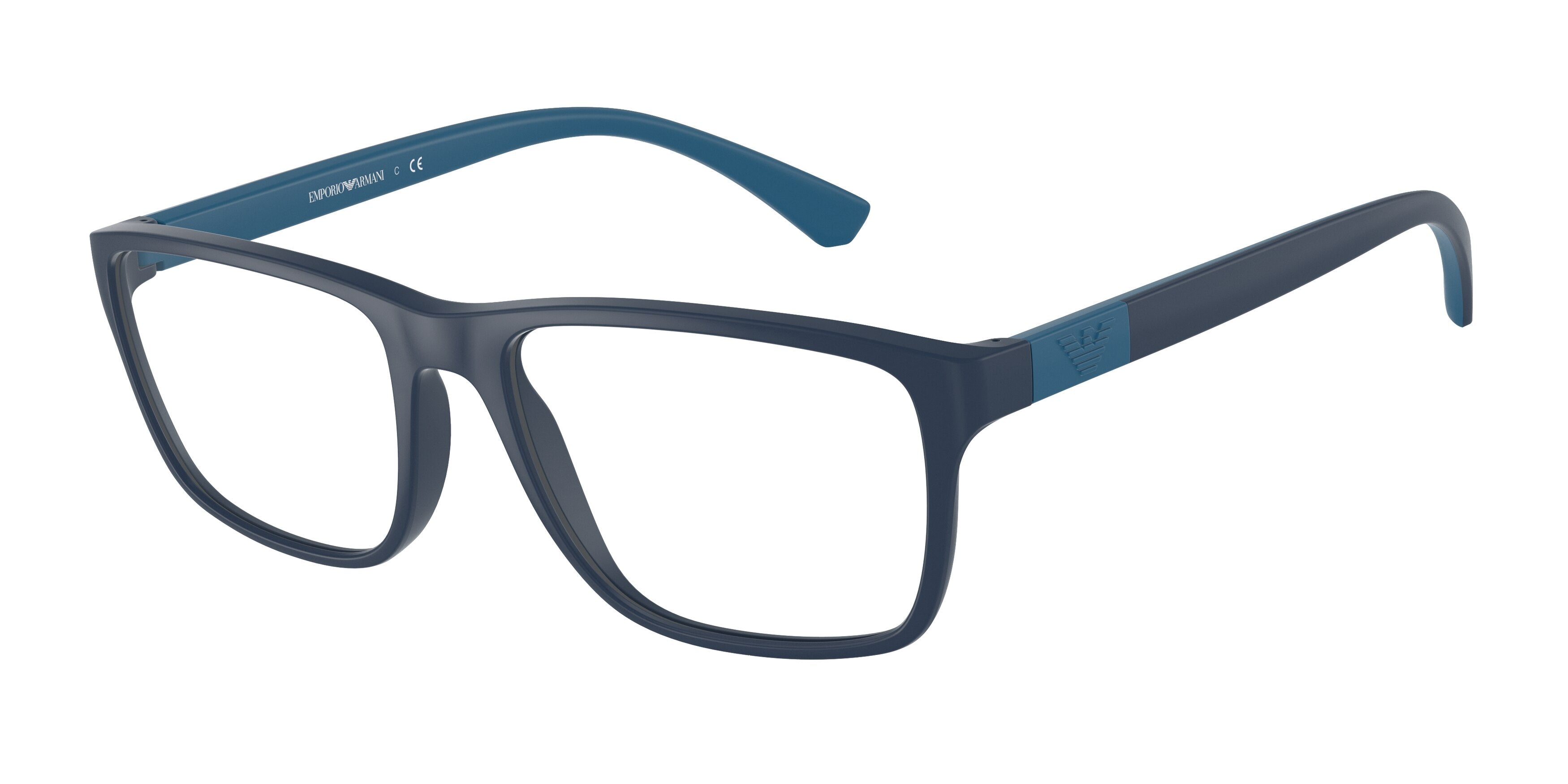 Emporio Armani EA3091 Rectangle Eyeglasses  5088-Matte Blue 55-145-17 - Color Map Blue