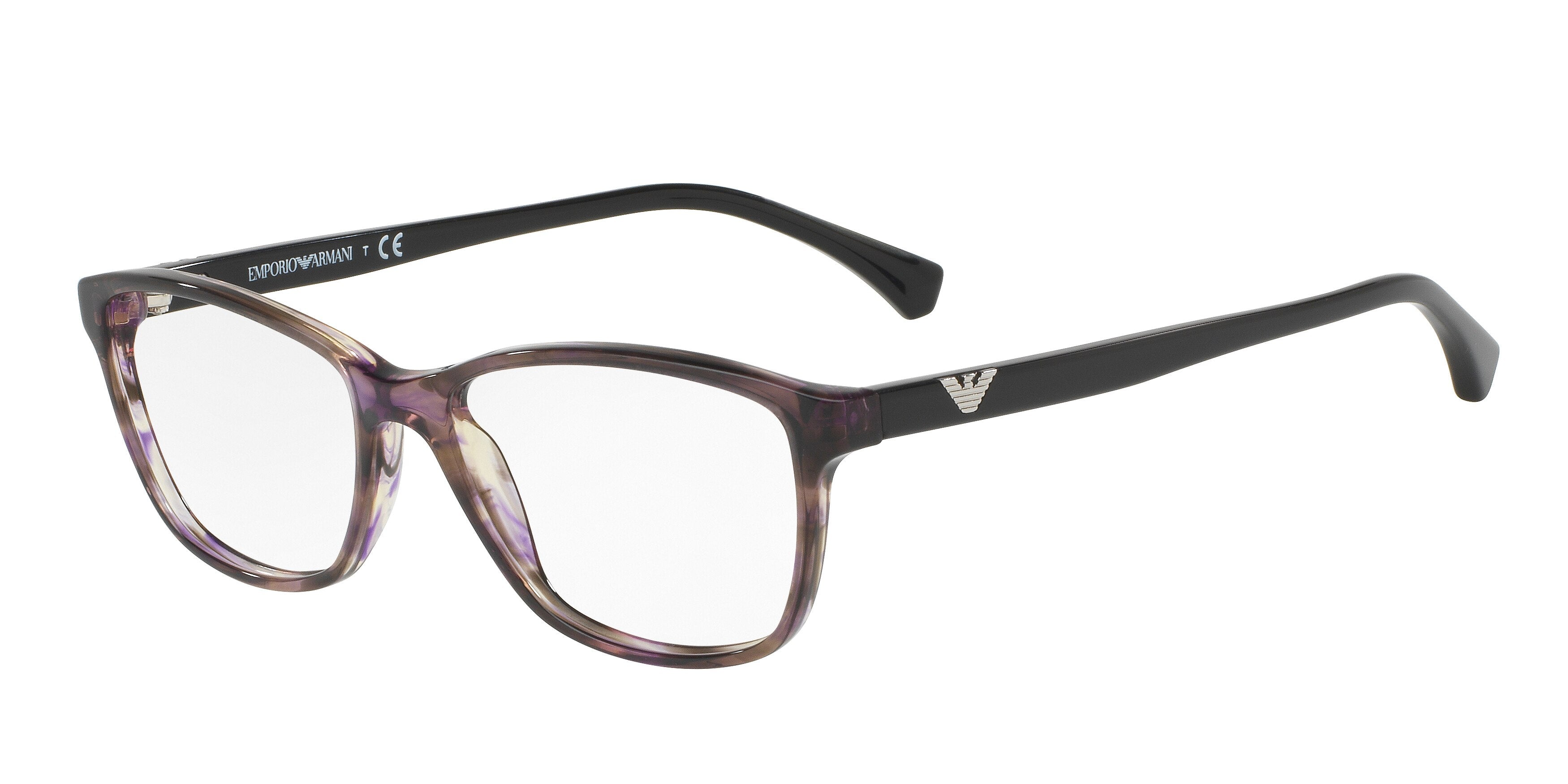 Emporio Armani EA3099F Cat Eye Eyeglasses  5552-Shiny Striped Violet 54-140-16 - Color Map Violet