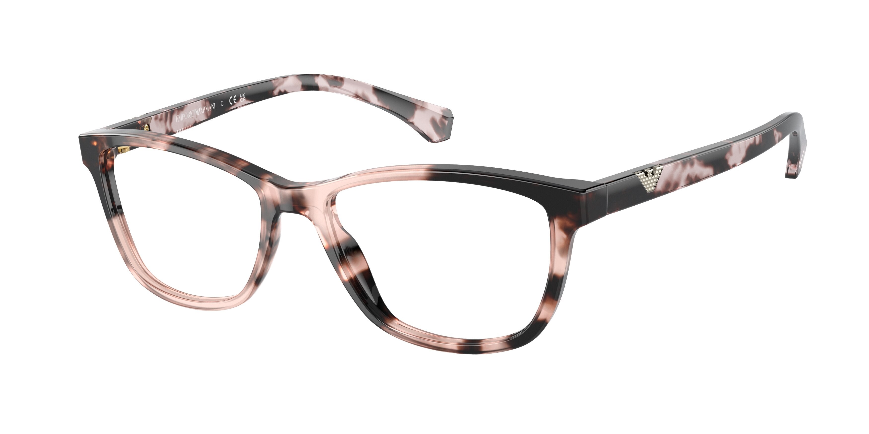 Emporio Armani EA3099 Cat Eye Eyeglasses  5410-Shiny Pink Havana 54-140-16 - Color Map Pink