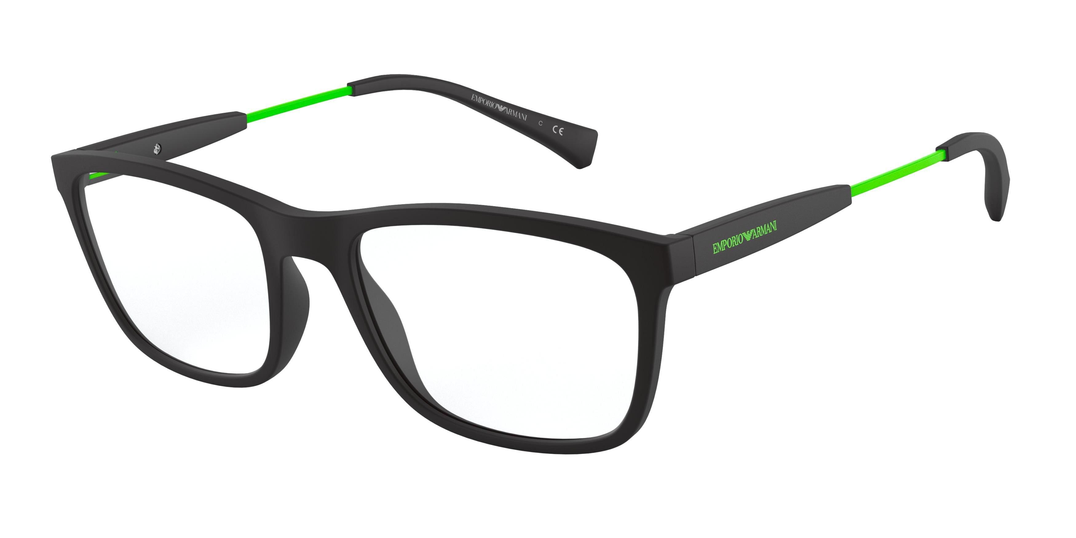 Emporio Armani EA3165 Rectangle Eyeglasses  5042-Matte Black 55-145-19 - Color Map Black