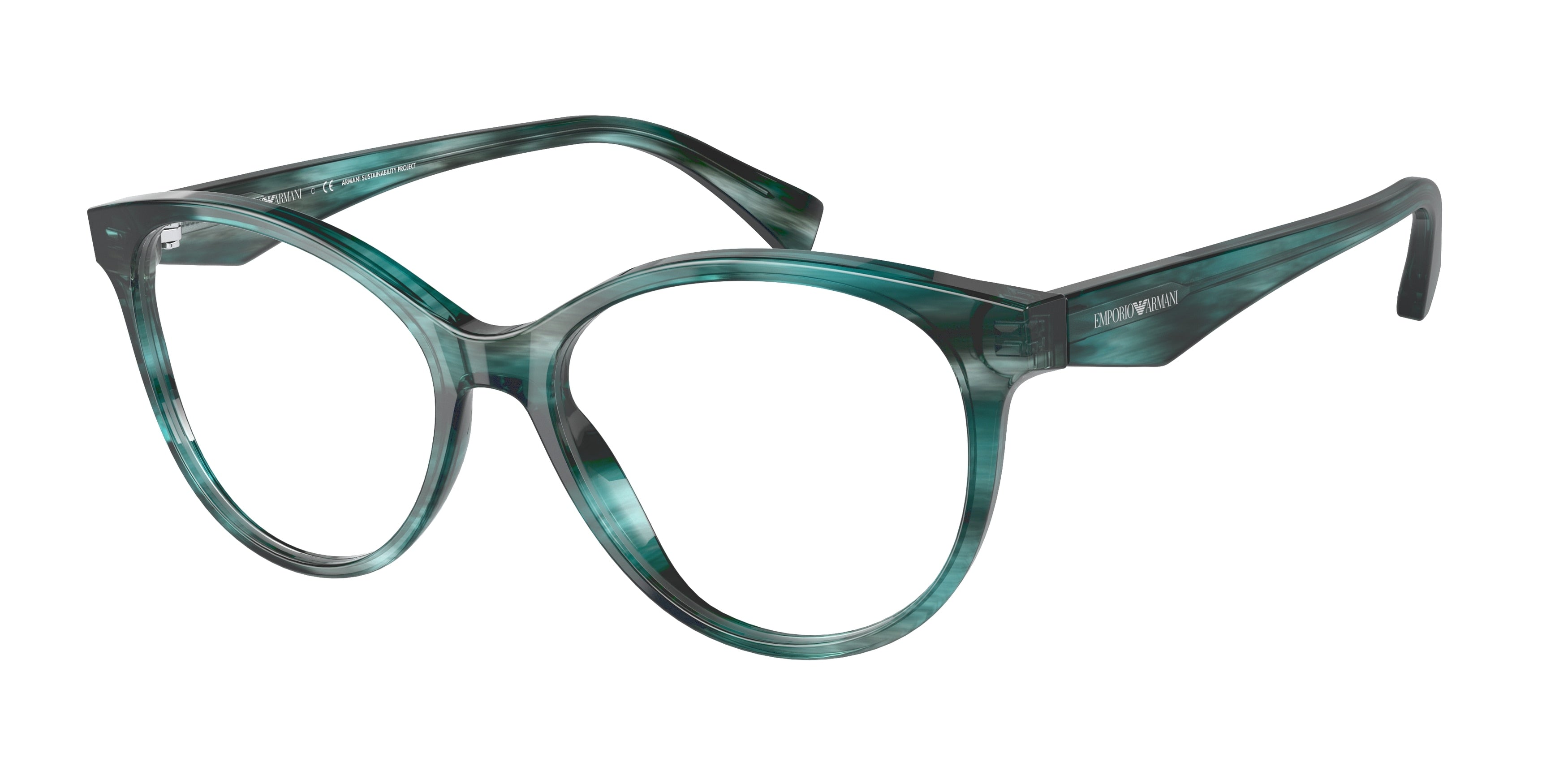 Emporio Armani EA3180 Cat Eye Eyeglasses  5886-Striped Green 53-140-16 - Color Map Green