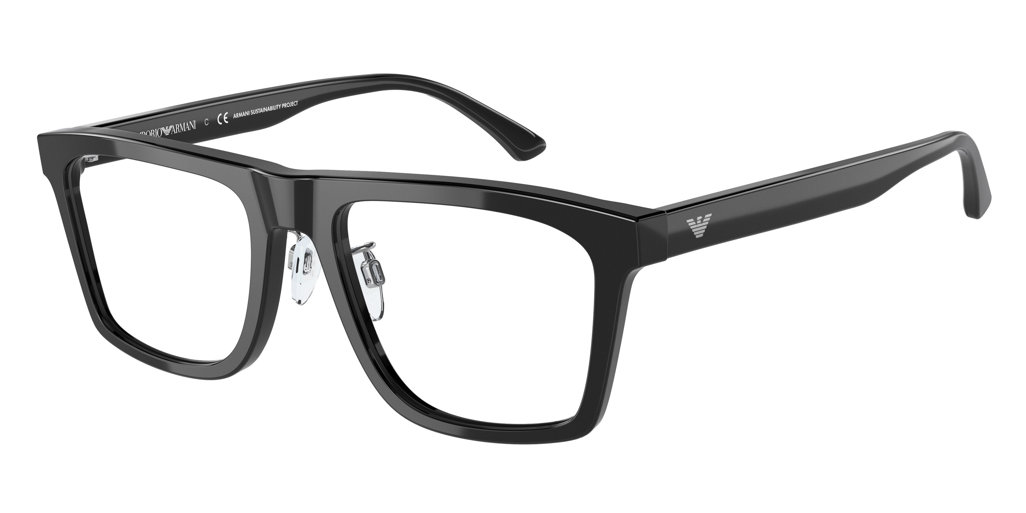 Emporio Armani EA3185F Rectangle Eyeglasses  5875-Black 54-145-19 - Color Map Black