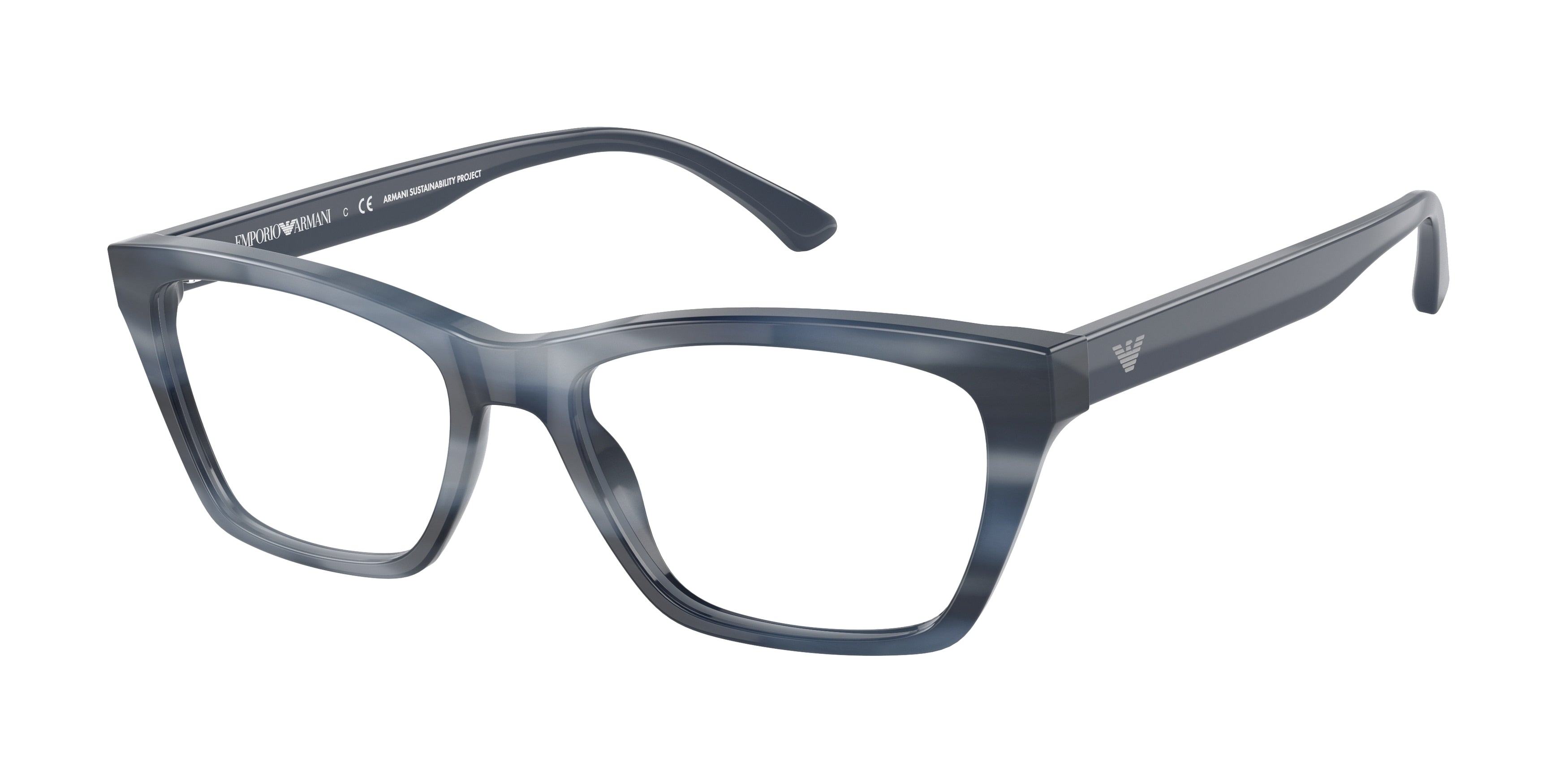 Emporio Armani EA3186 Cat Eye Eyeglasses  5901-Striped Blue 53-140-17 - Color Map Blue