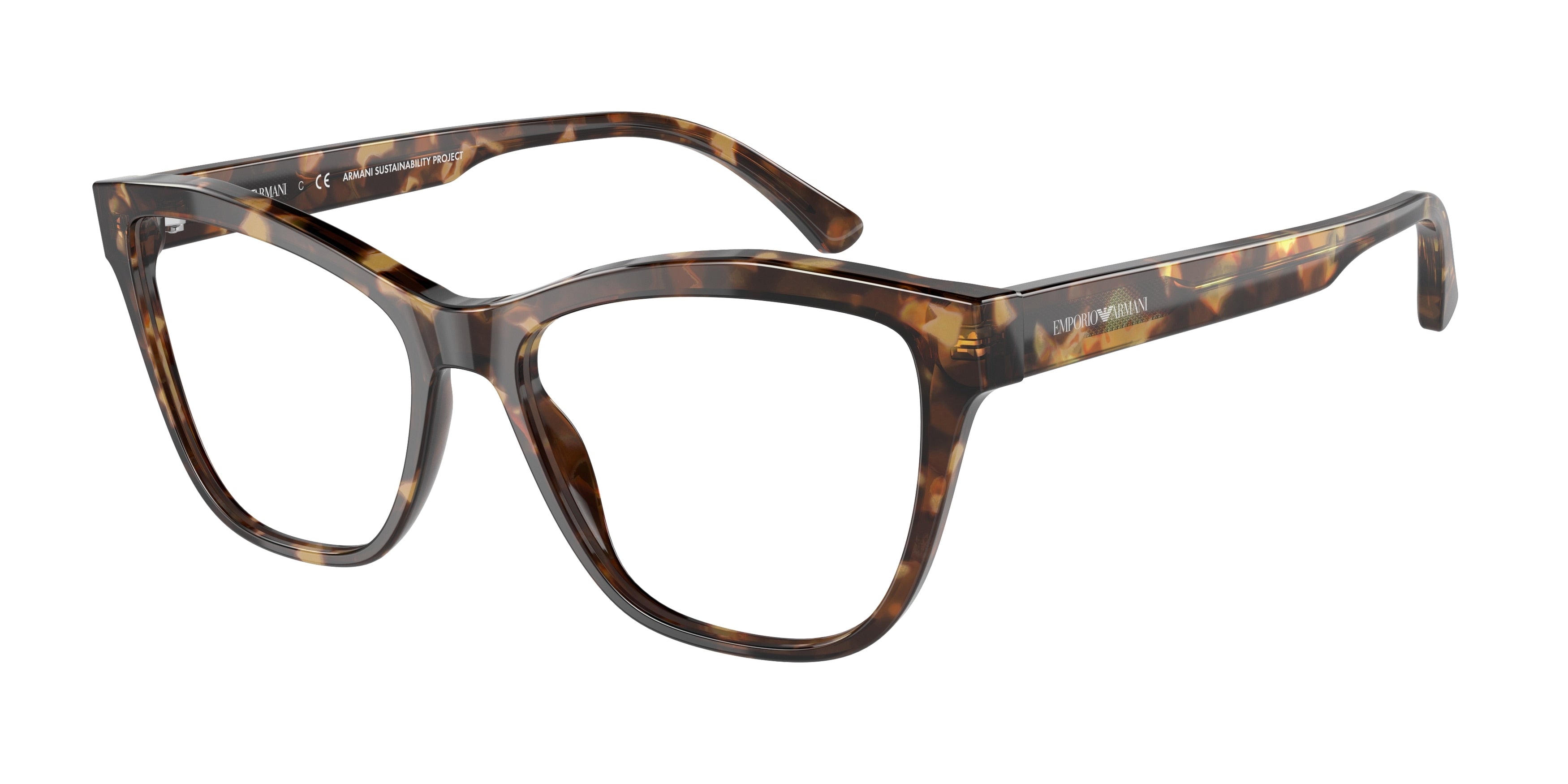 Emporio Armani EA3193 Cat Eye Eyeglasses  5025-Shiny Brown Havana 54-140-16 - Color Map Brown