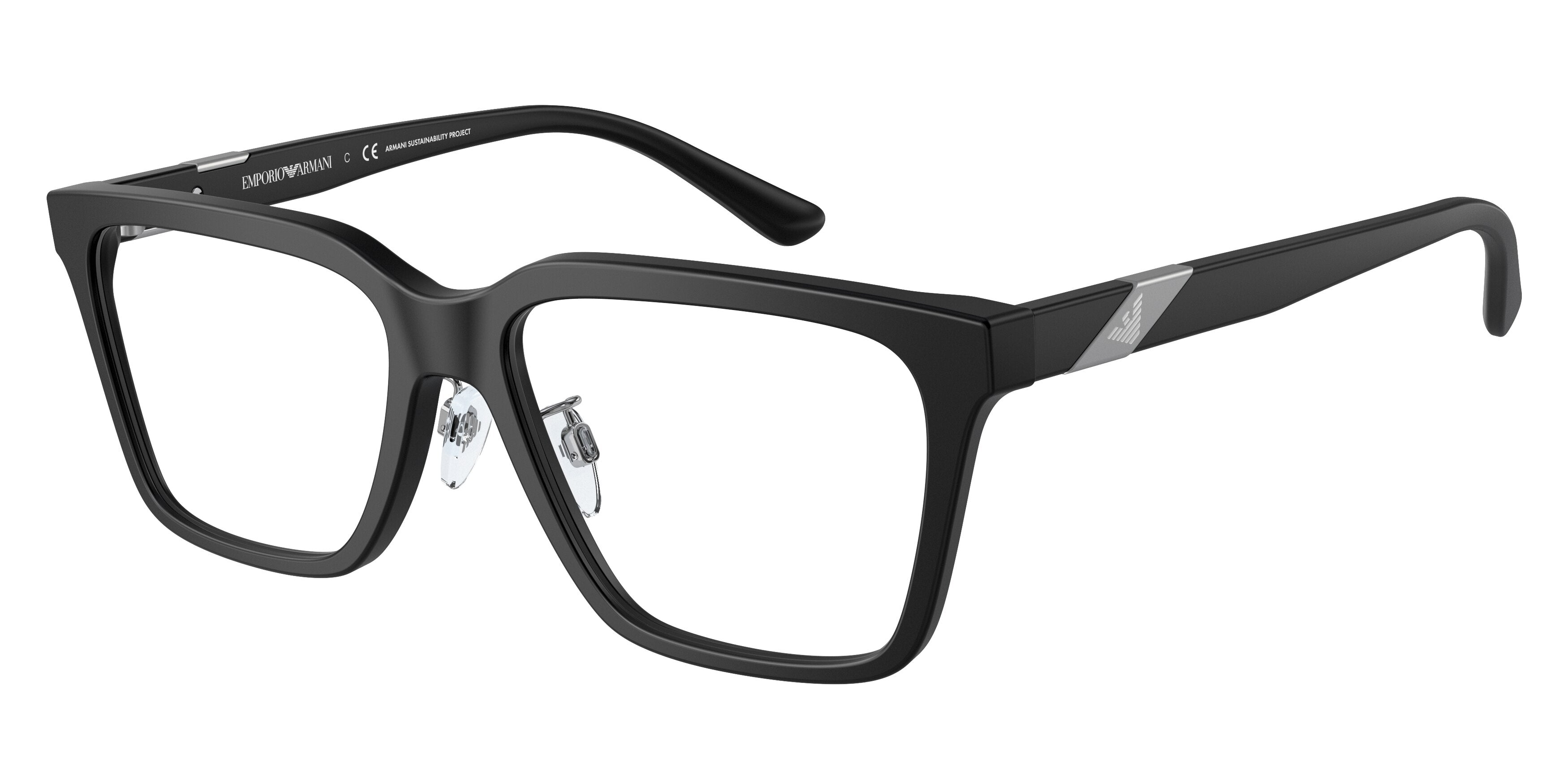 Emporio Armani EA3194F Rectangle Eyeglasses  5898-Matte Black 57-145-17 - Color Map Black