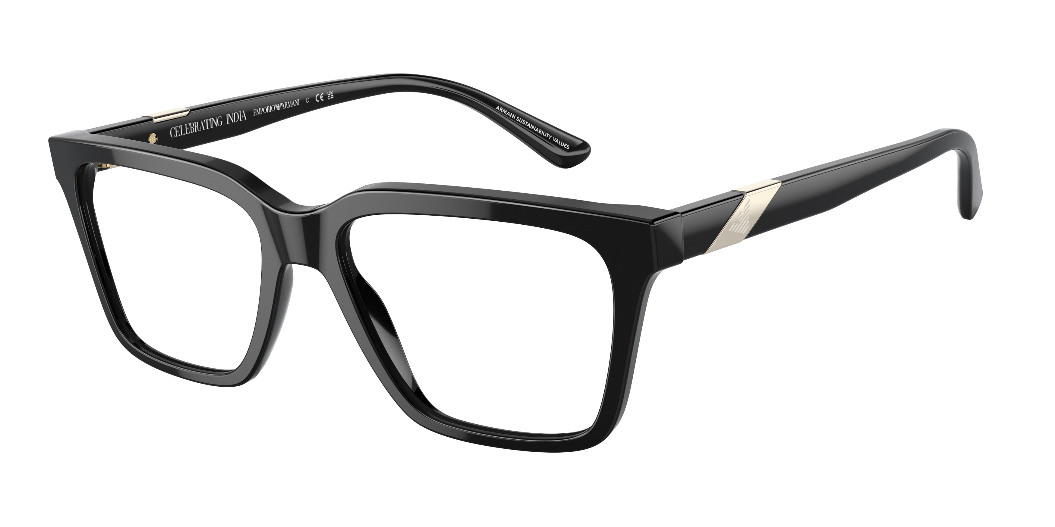 Emporio Armani EA3194 Rectangle Eyeglasses  5078-Shiny Black 54-145-17 - Color Map Black