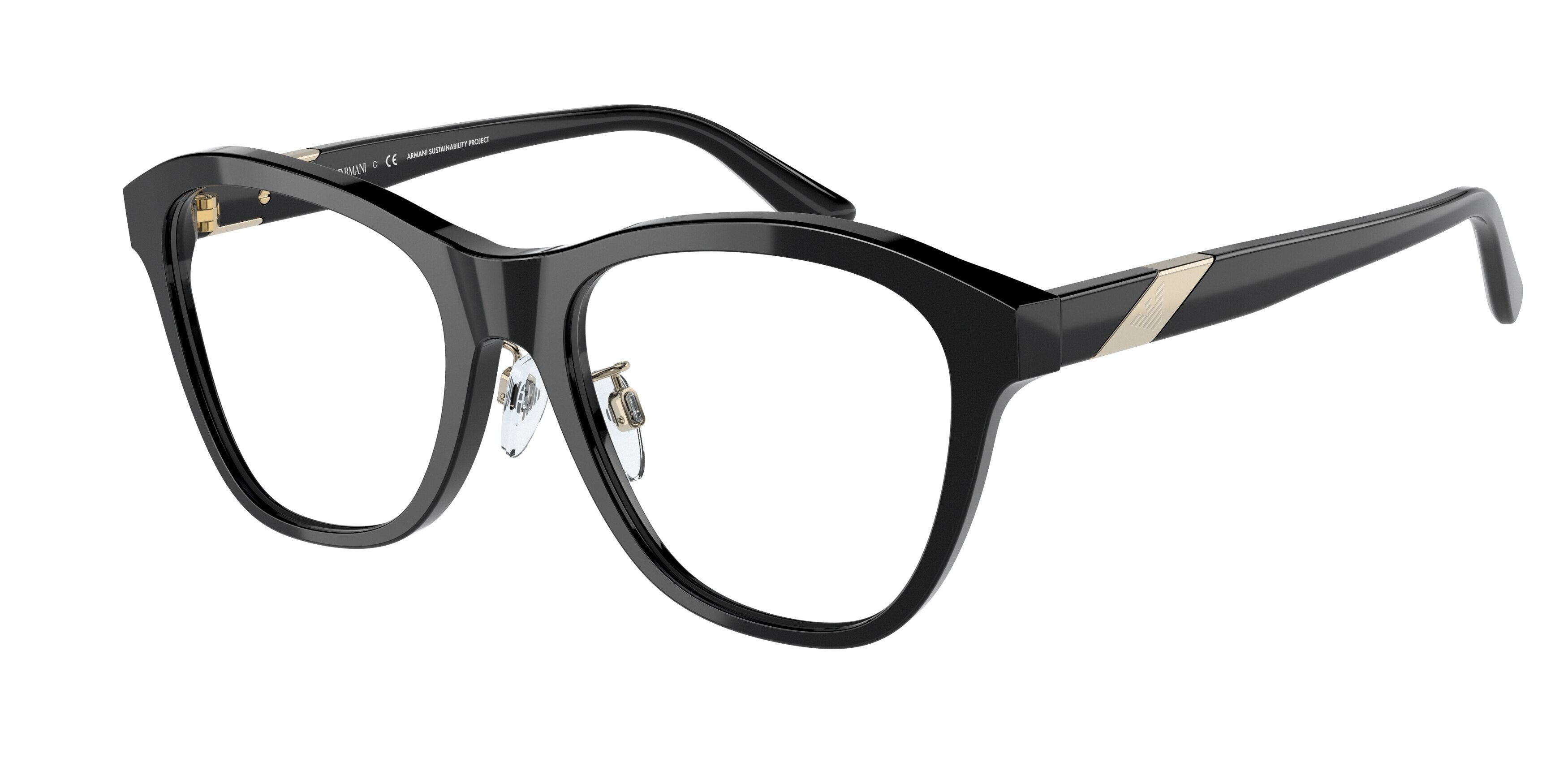 Emporio Armani EA3195F Butterfly Eyeglasses  5875-Shiny Black 53-140-18 - Color Map Black