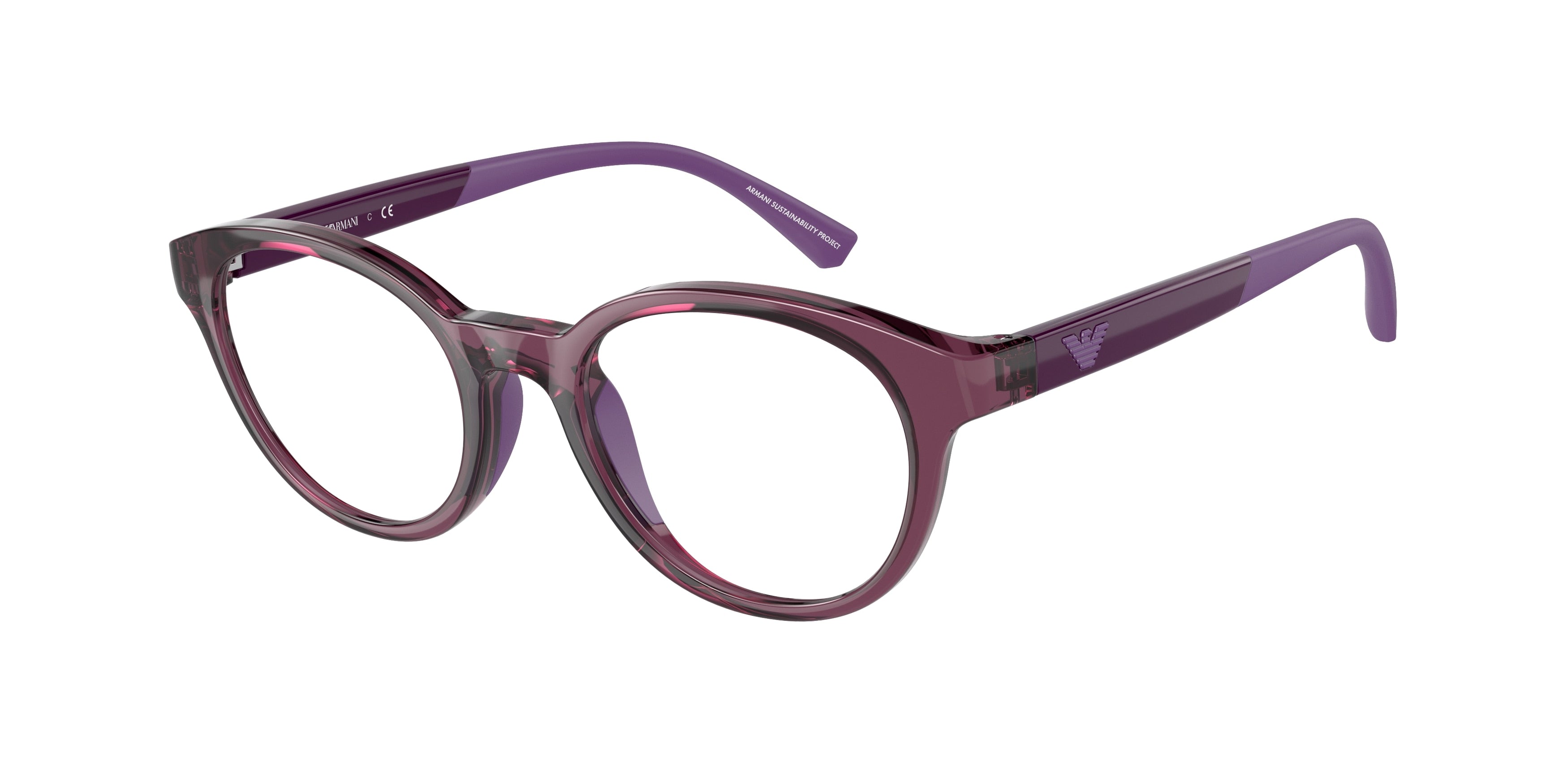 Emporio Armani EA3205 Phantos Eyeglasses  5071-Shiny Transparent Violet 44-125-18 - Color Map Violet