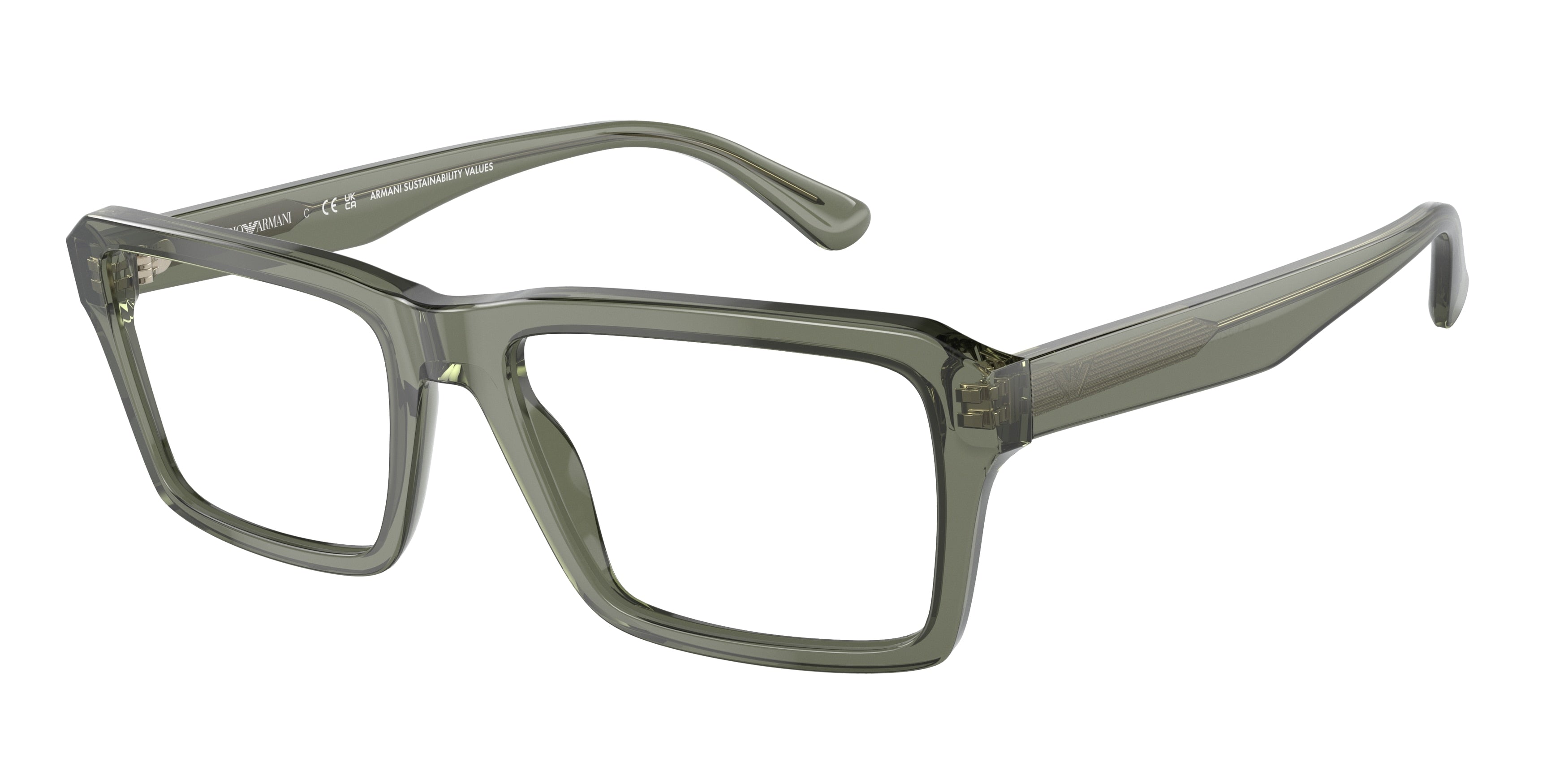 Emporio Armani EA3206 Rectangle Eyeglasses  5362-Shiny Transparent Green 56-145-18 - Color Map Green