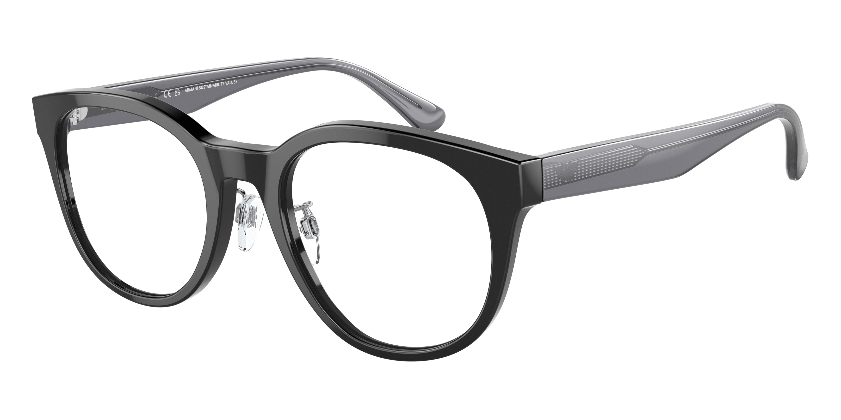 Emporio Armani EA3207F Phantos Eyeglasses  5017-Shiny Black 53-145-21 - Color Map Black