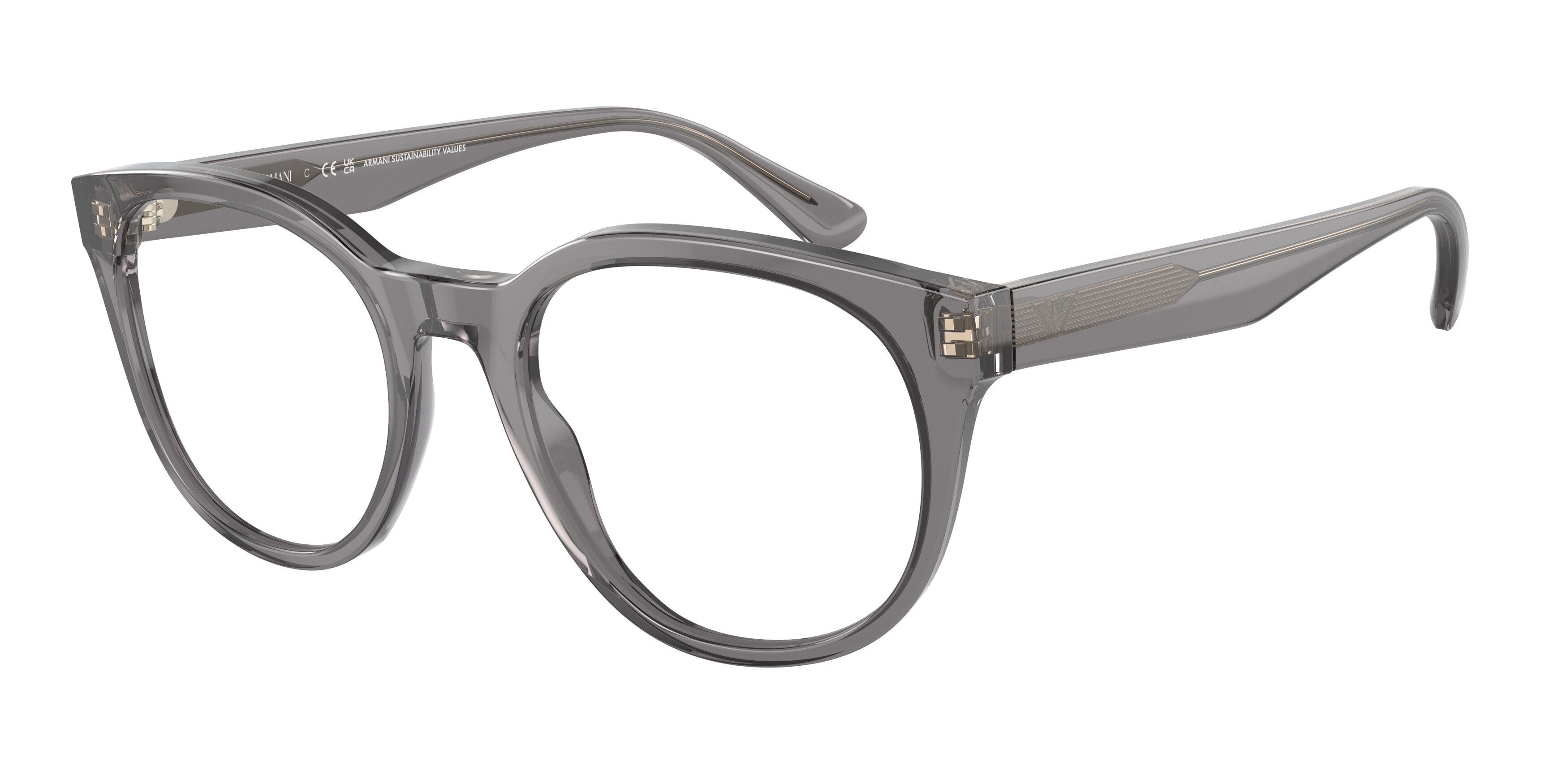 Emporio Armani EA3207 Phantos Eyeglasses  5075-Shiny Transparent Grey 53-145-20 - Color Map Grey