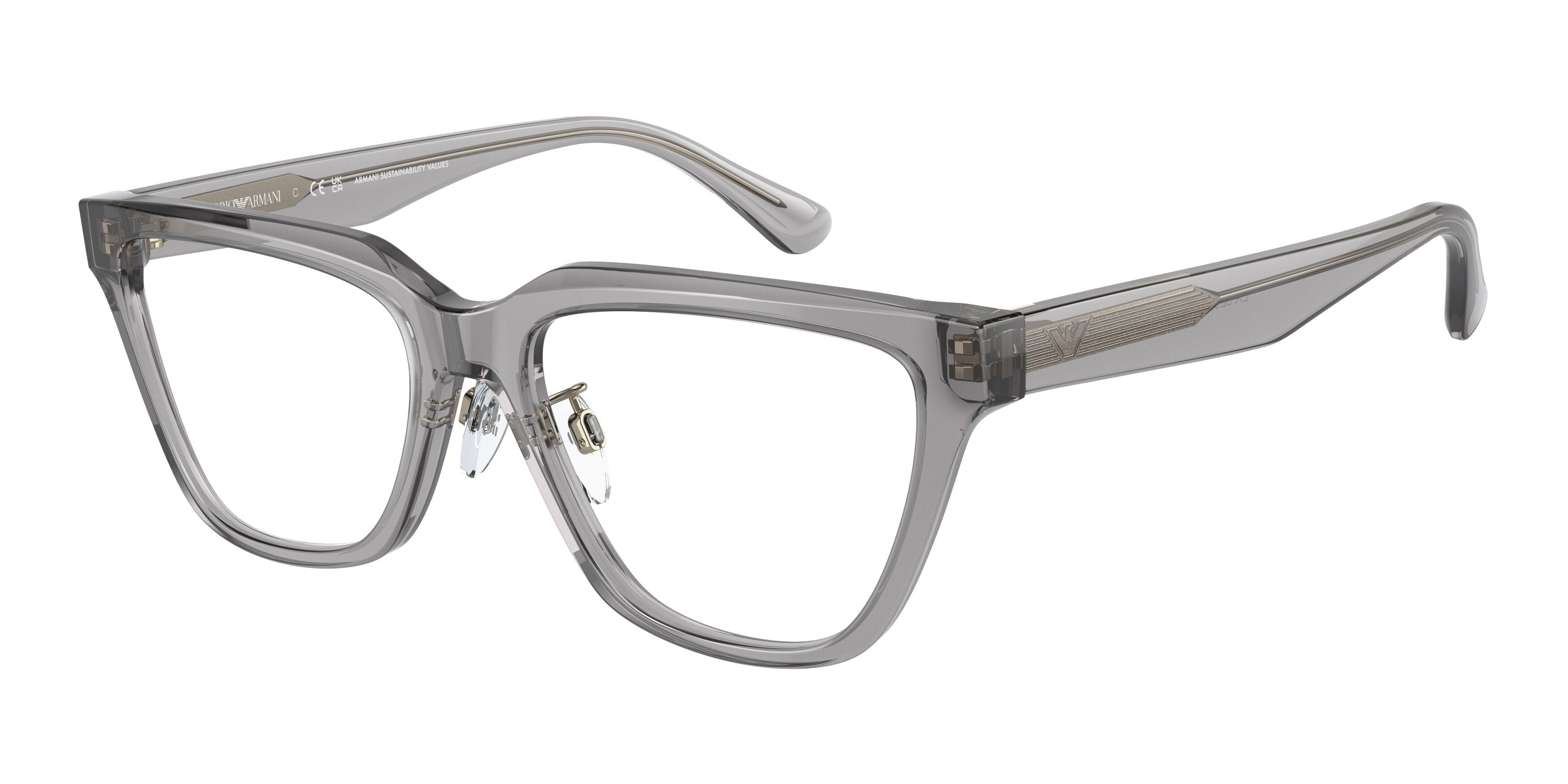 Emporio Armani EA3208F Cat Eye Eyeglasses  5029-Shiny Transparent Grey 54-140-17 - Color Map Grey