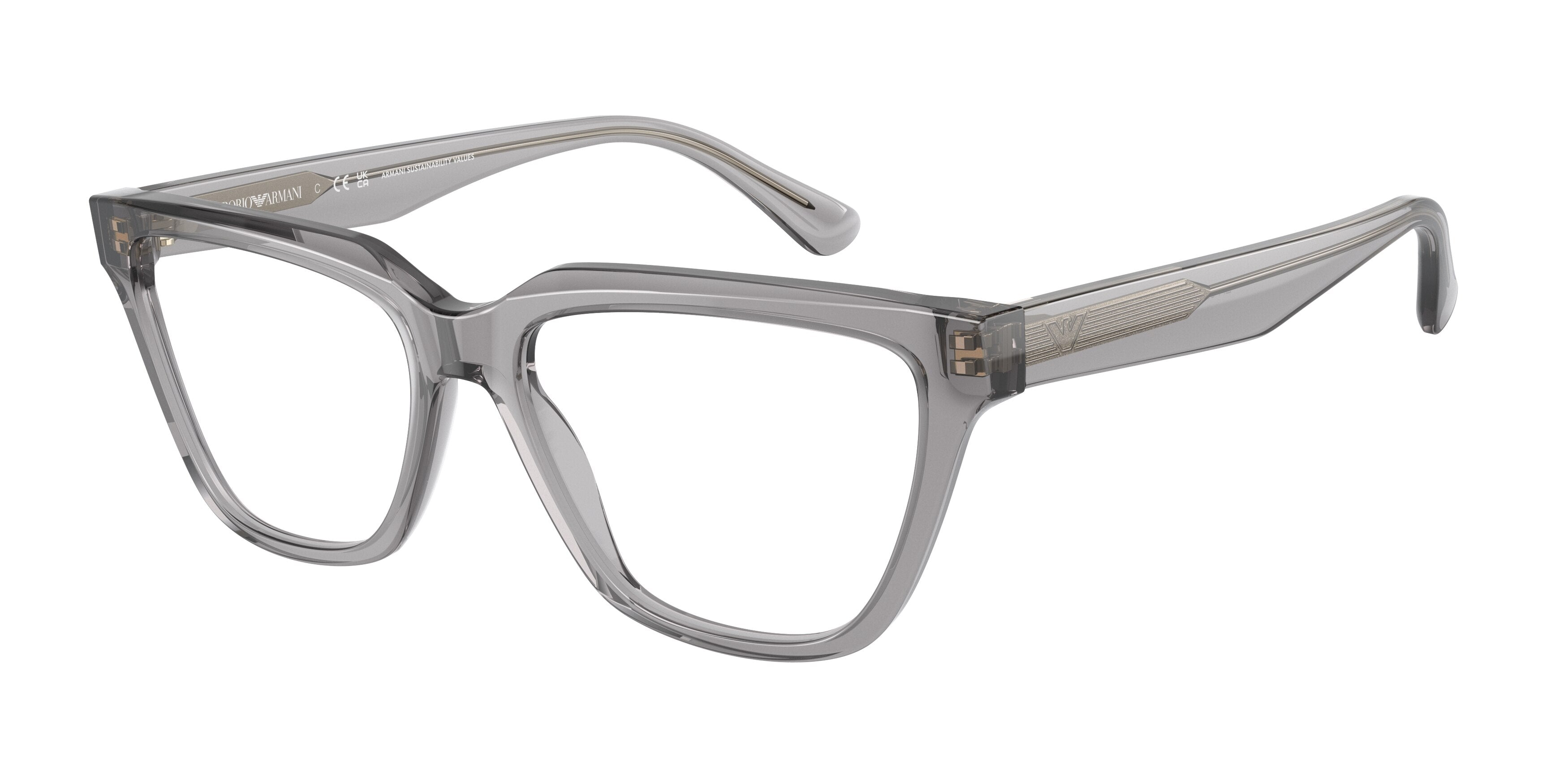 Emporio Armani EA3208 Cat Eye Eyeglasses  5029-Shiny Transparent Grey 54-140-16 - Color Map Grey