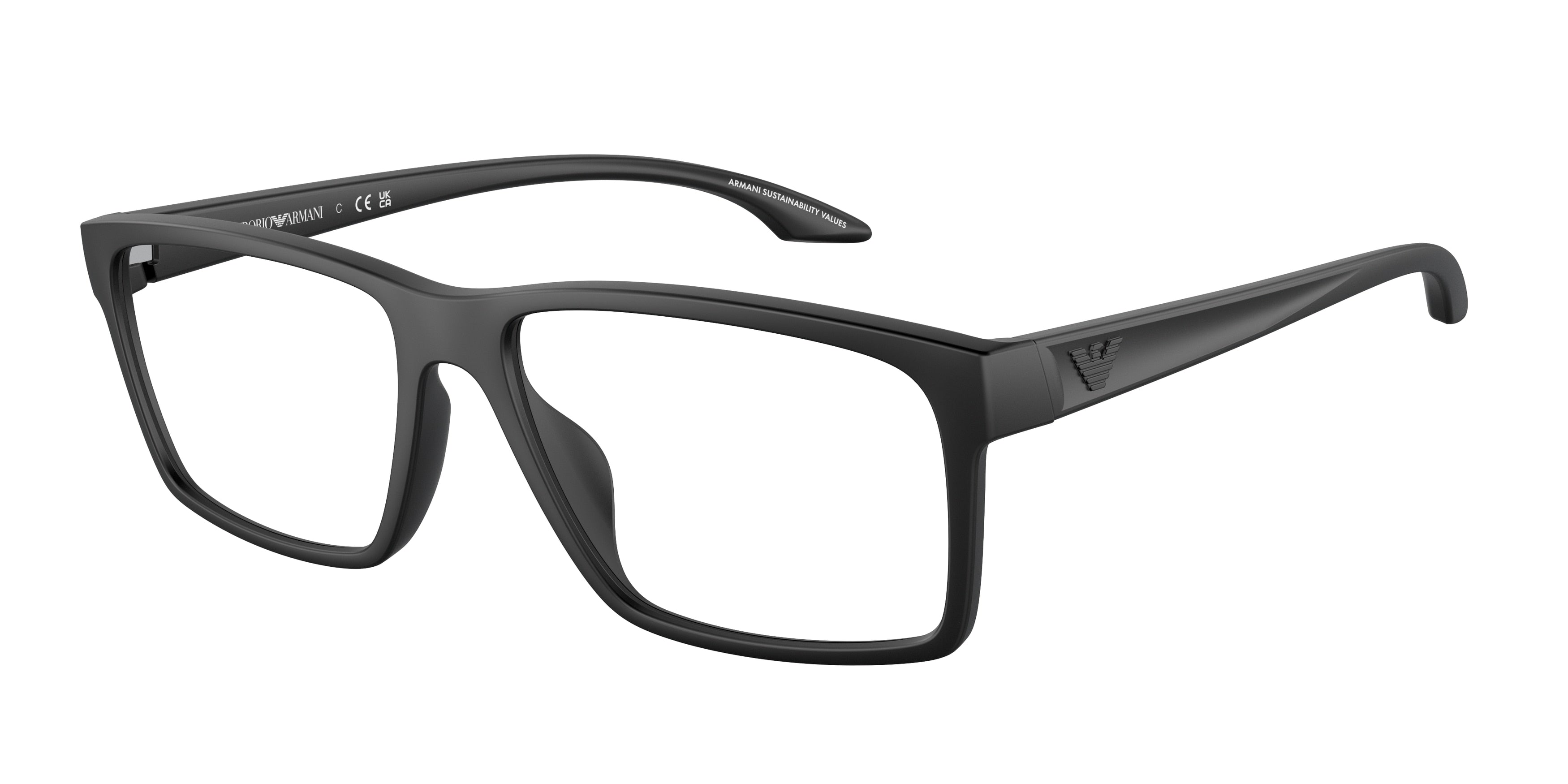 Emporio Armani EA3210U Square Eyeglasses  5063-Rubberised Black 57-145-16 - Color Map Black