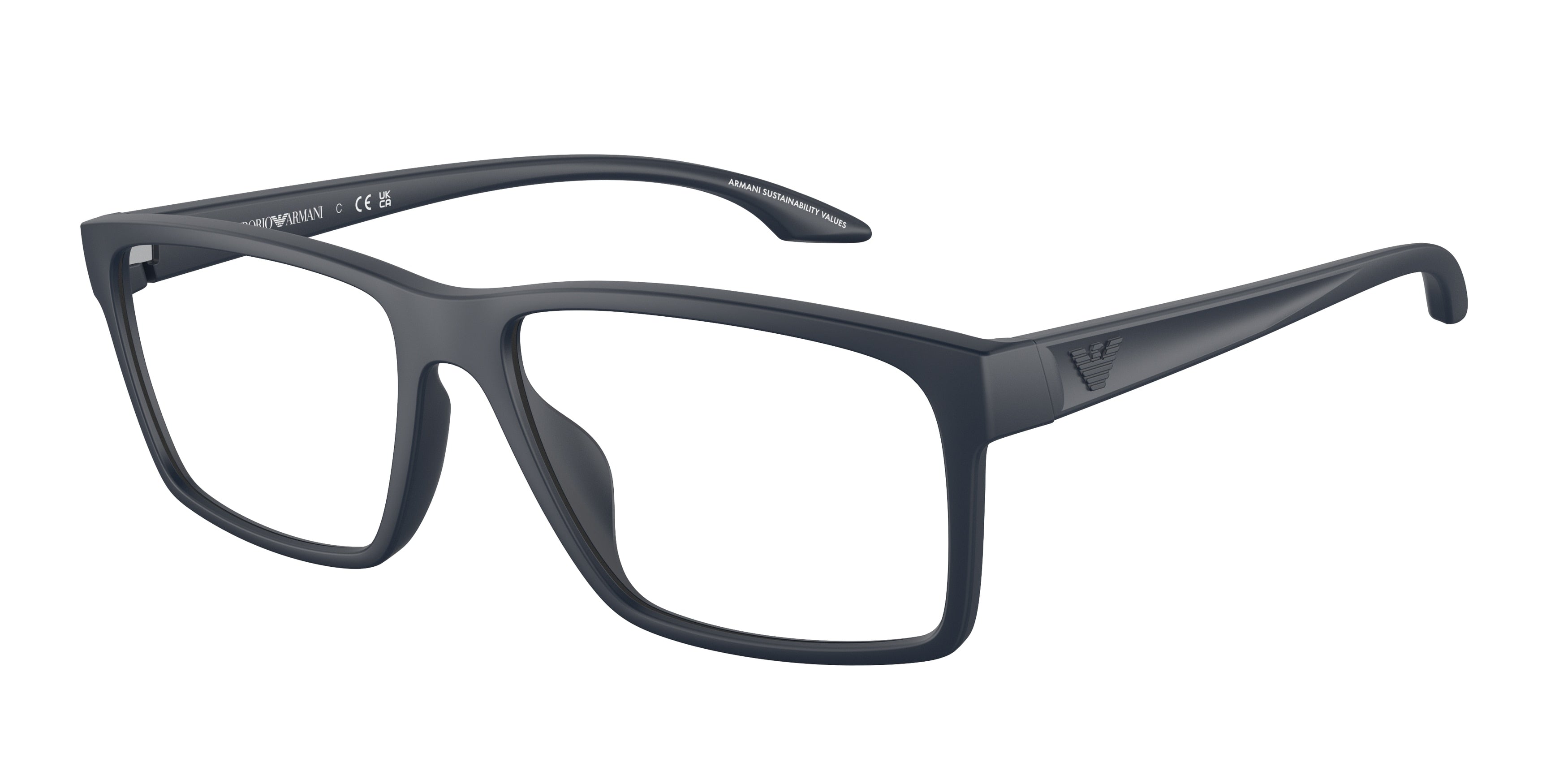 Emporio Armani EA3210U Square Eyeglasses  5065-Rubberised Blue 57-145-16 - Color Map Blue