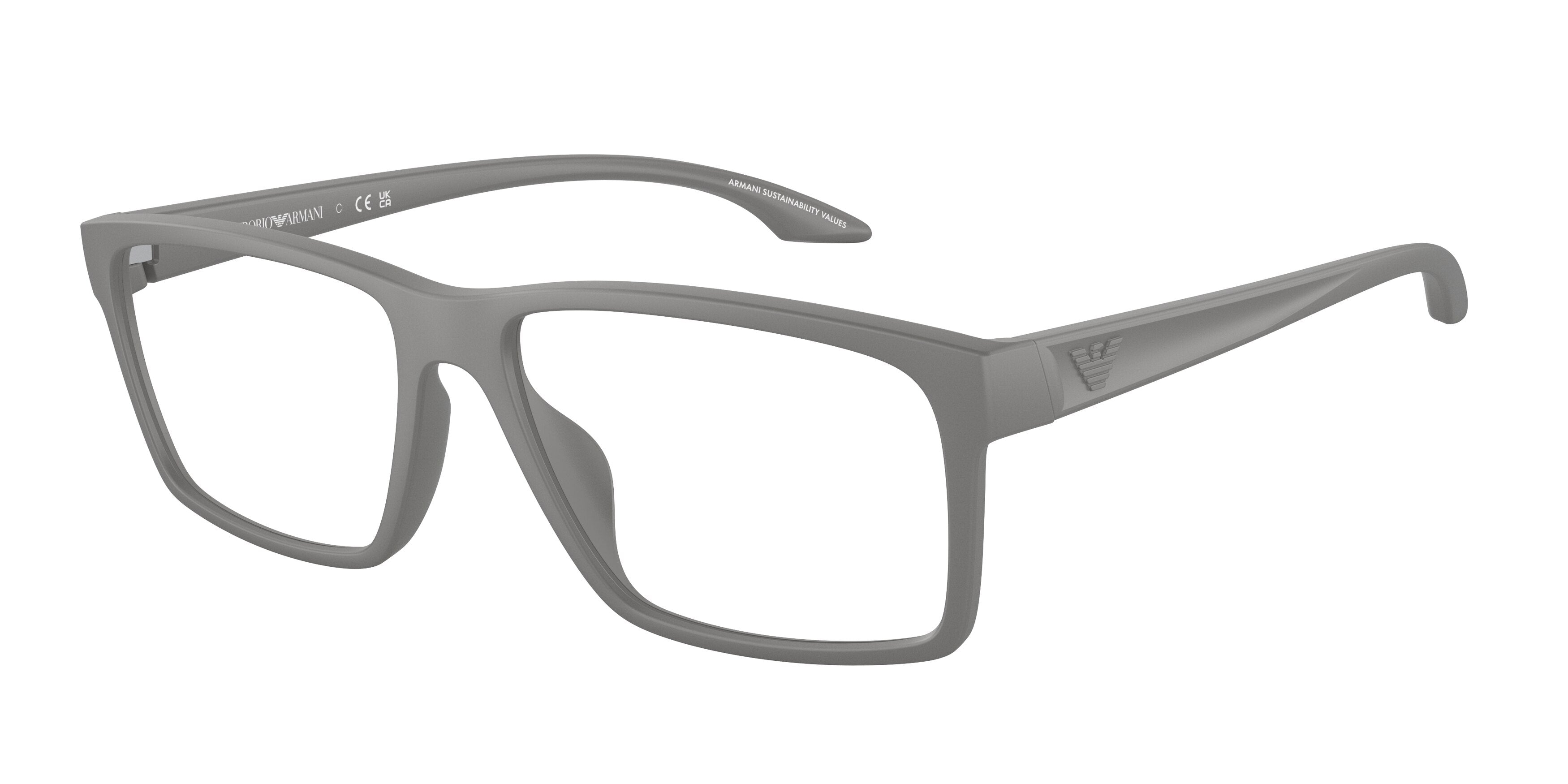 Emporio Armani EA3210U Square Eyeglasses  5141-Rubberised Grey 57-145-16 - Color Map Grey