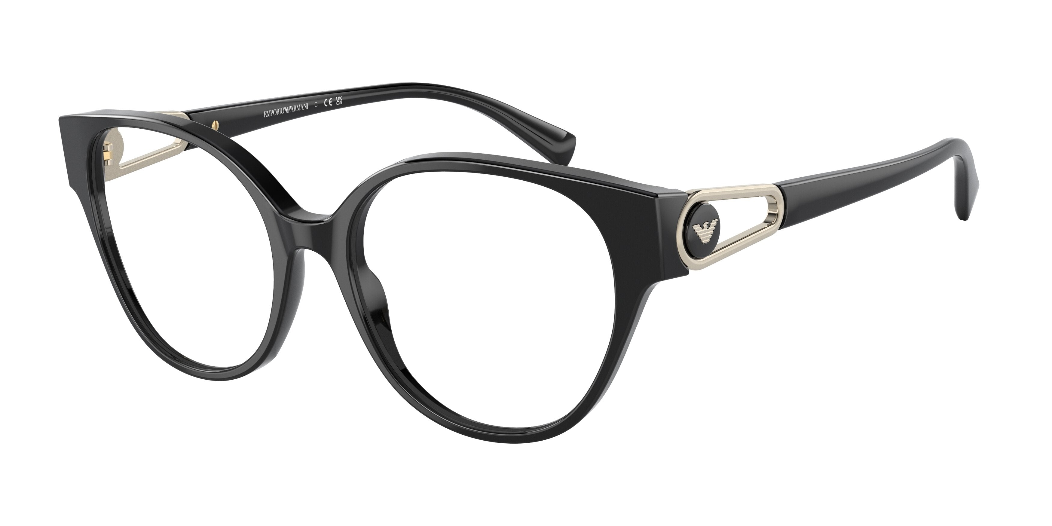 Emporio Armani EA3211F Round Eyeglasses  5017-Shiny Black 54-140-17 - Color Map Black