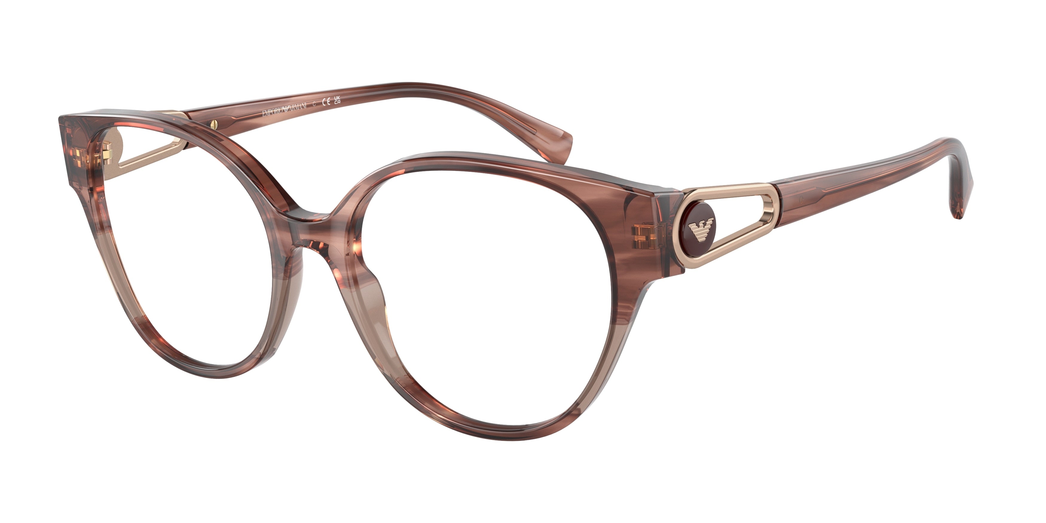 Emporio Armani EA3211 Round Eyeglasses  5021-Shiny Striped Pink 53-140-17 - Color Map Pink