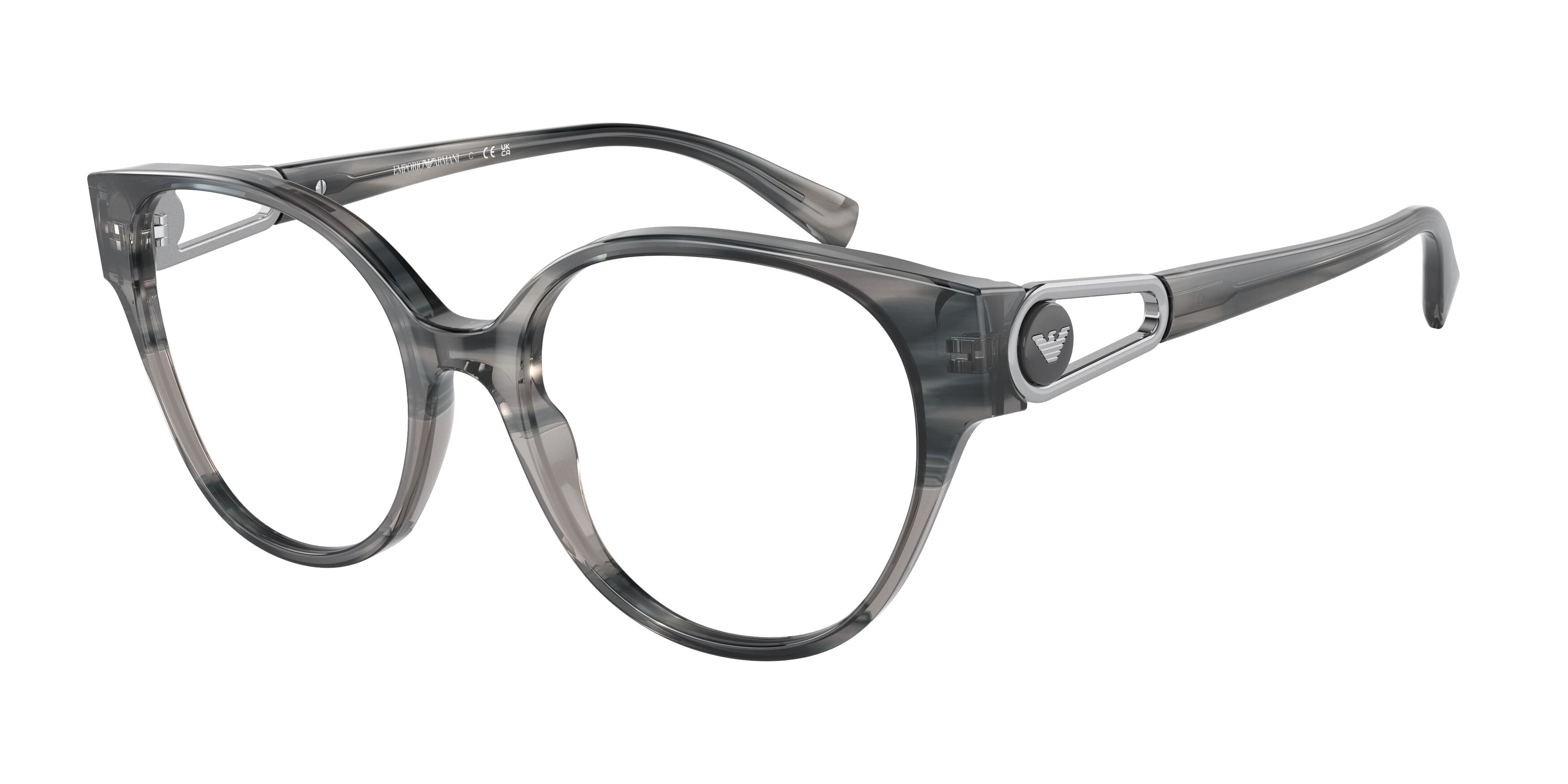 Emporio Armani EA3211 Round Eyeglasses  5035-Shiny Striped Grey 53-140-17 - Color Map Grey