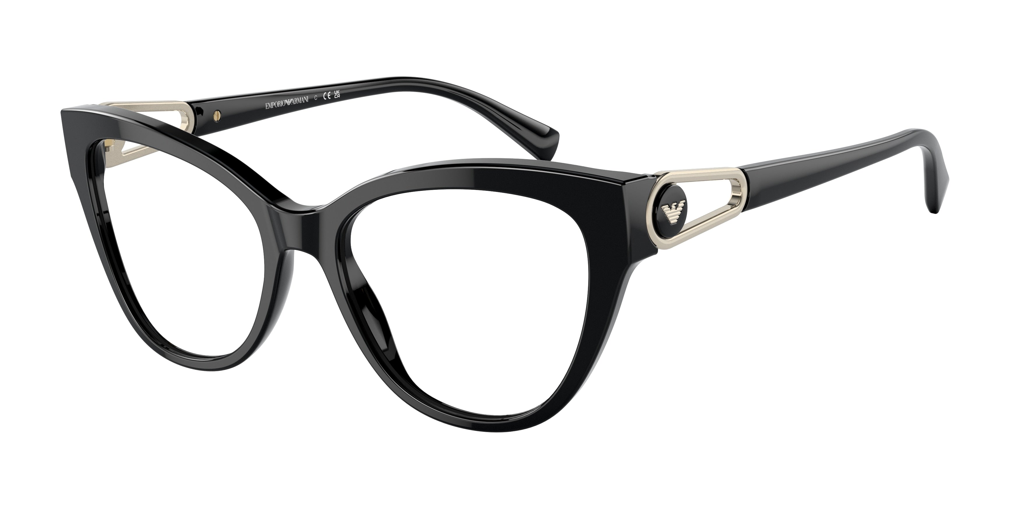 Emporio Armani EA3212 Cat Eye Eyeglasses  5017-Shiny Black 52-140-17 - Color Map Black