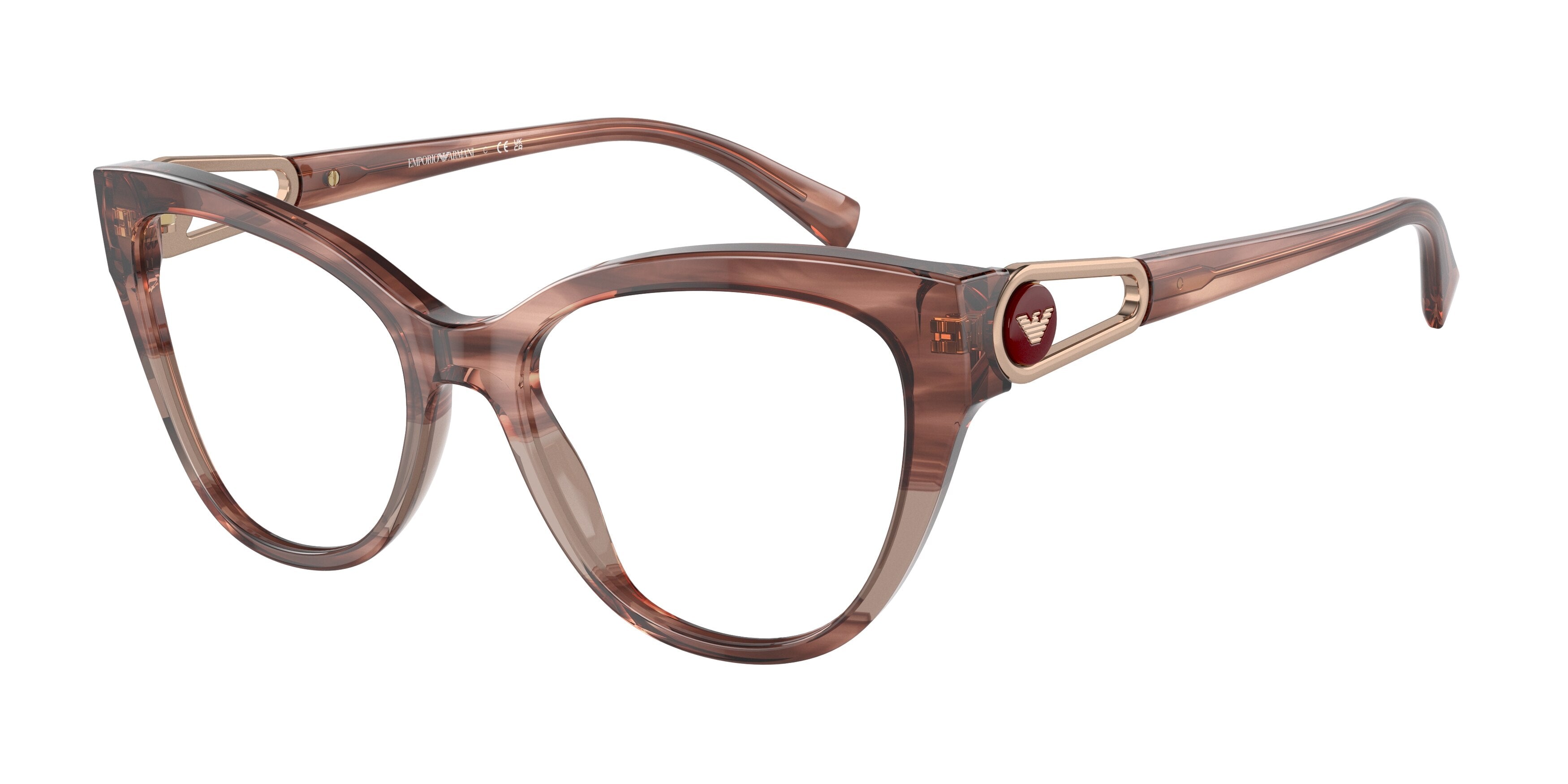 Emporio Armani EA3212 Cat Eye Eyeglasses  5021-Shiny Striped Pink 52-140-17 - Color Map Pink