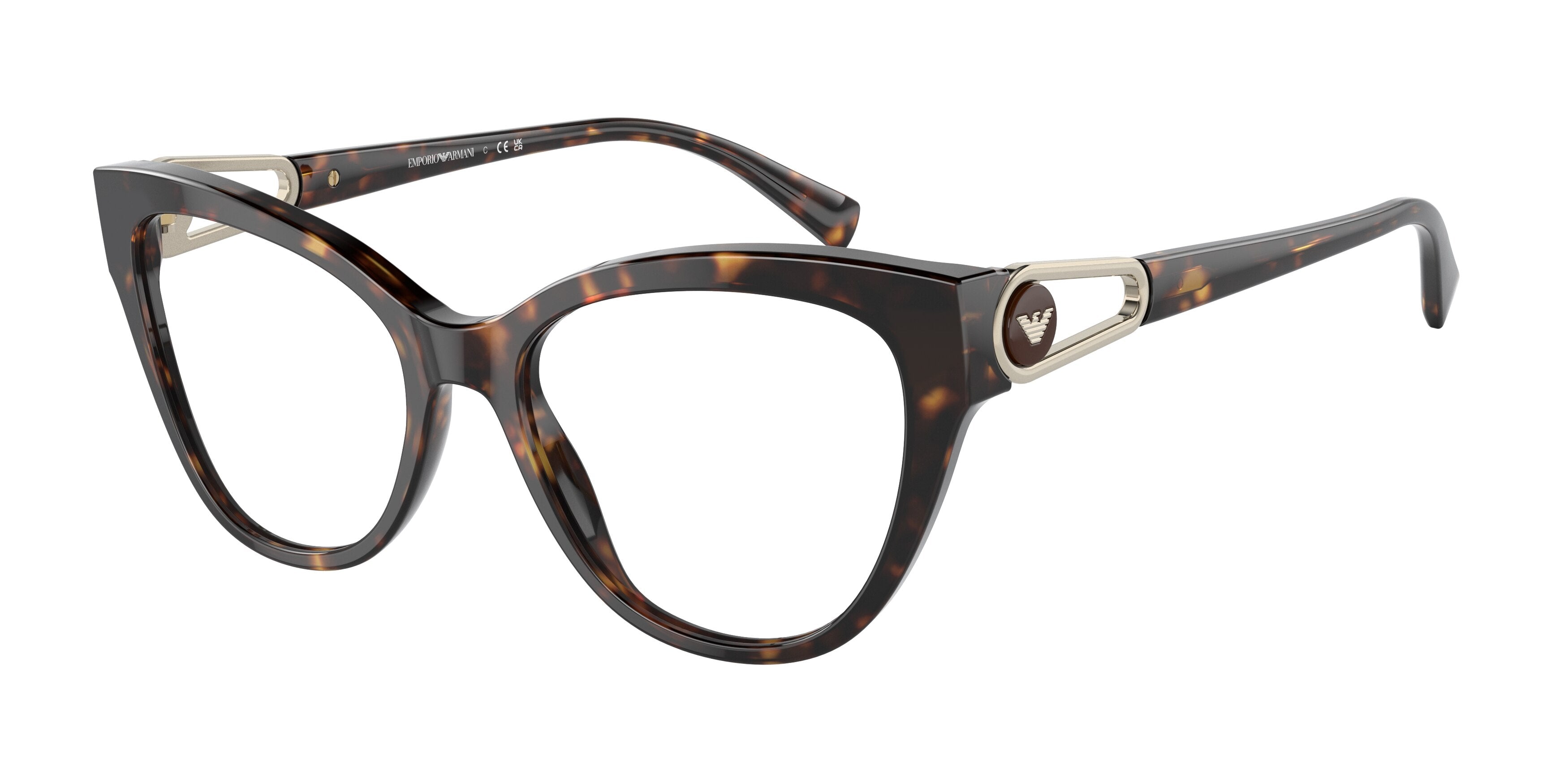 Emporio Armani EA3212 Cat Eye Eyeglasses  5026-Shiny Havana 52-140-17 - Color Map Tortoise