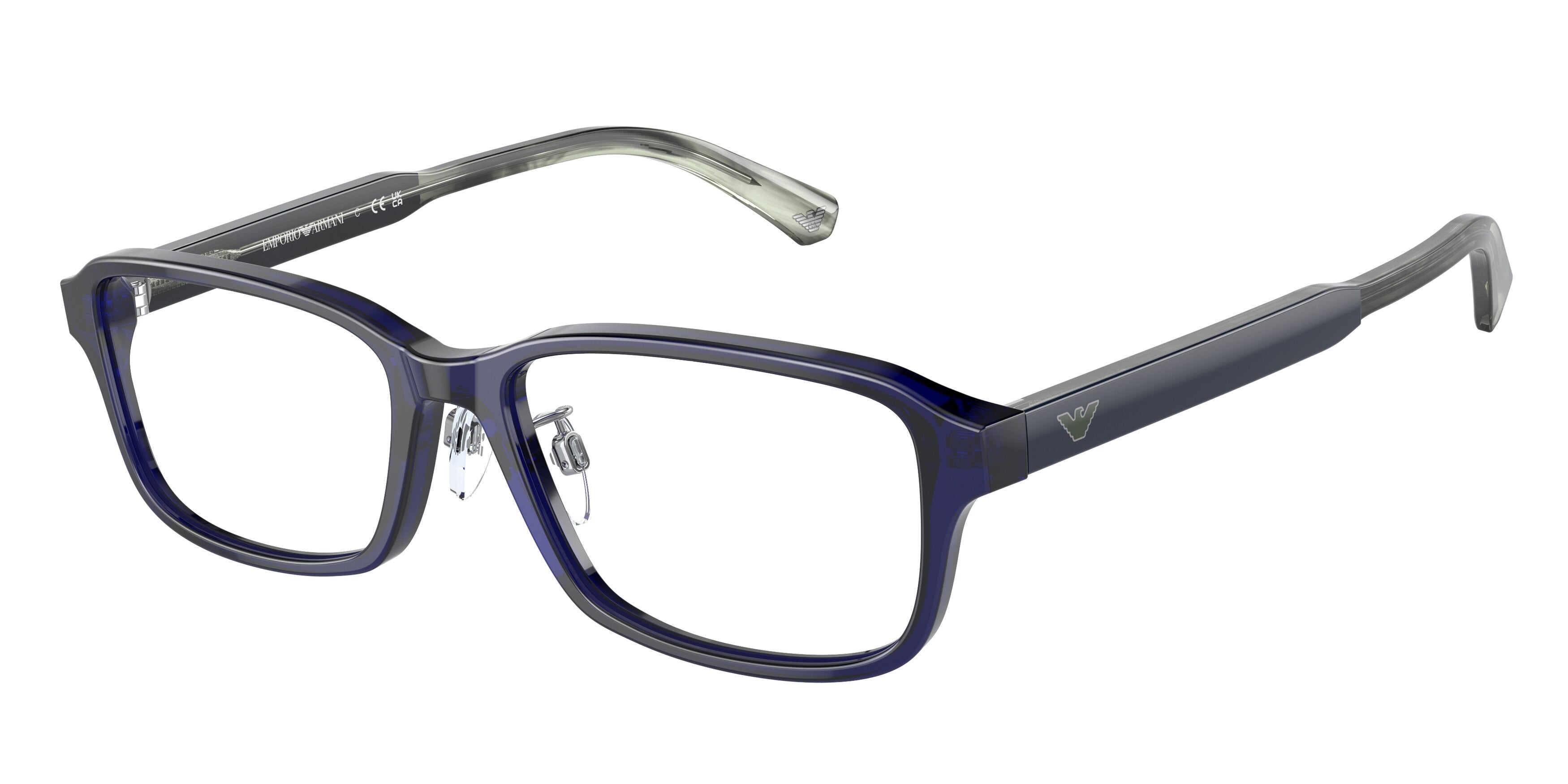 Emporio Armani EA3215D Pillow Eyeglasses  5358-Transparent Blue 56-145-17 - Color Map Blue
