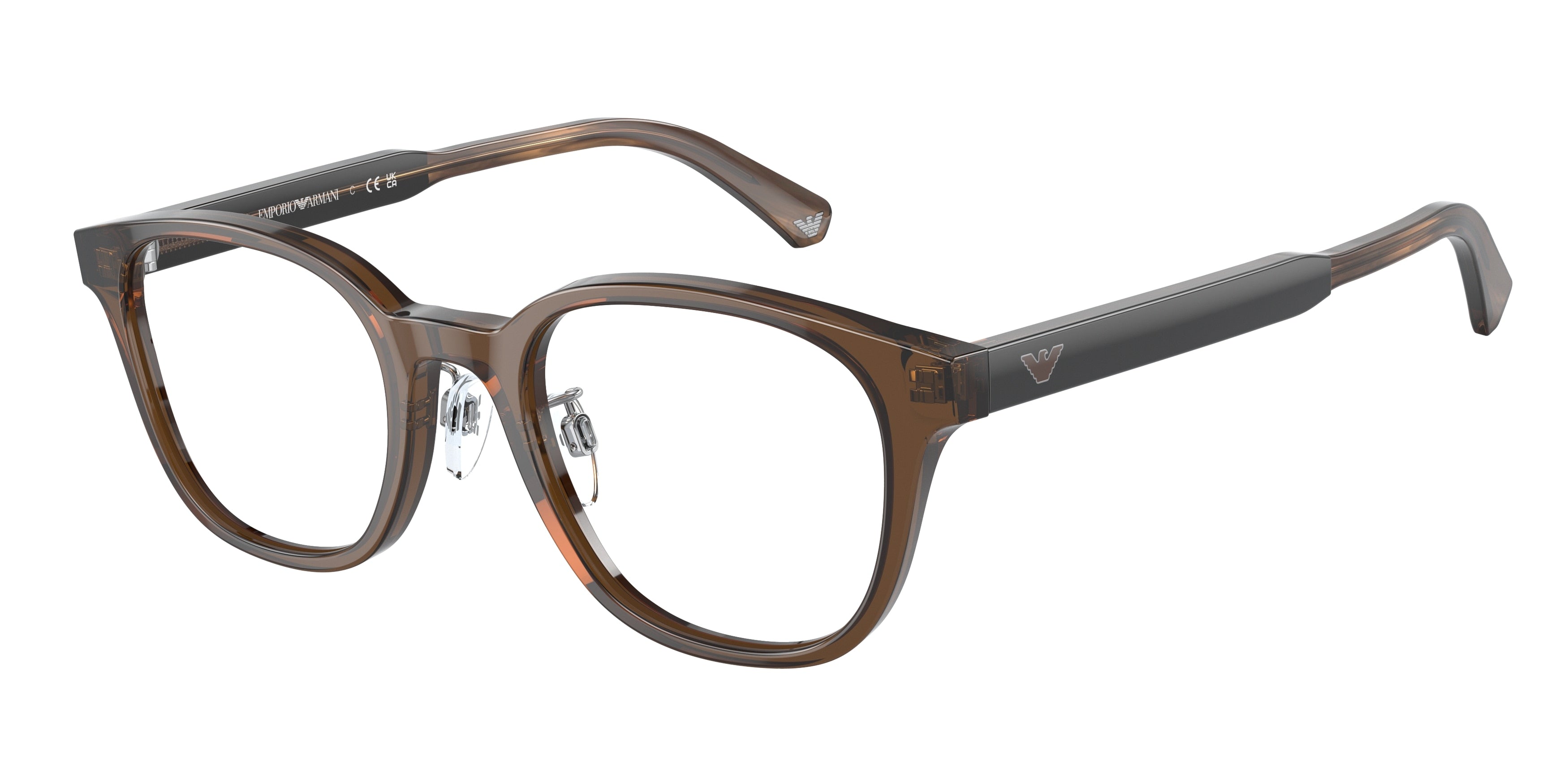 Emporio Armani EA3216D Phantos Eyeglasses  5307-Transparent Brown 49-145-21 - Color Map Brown