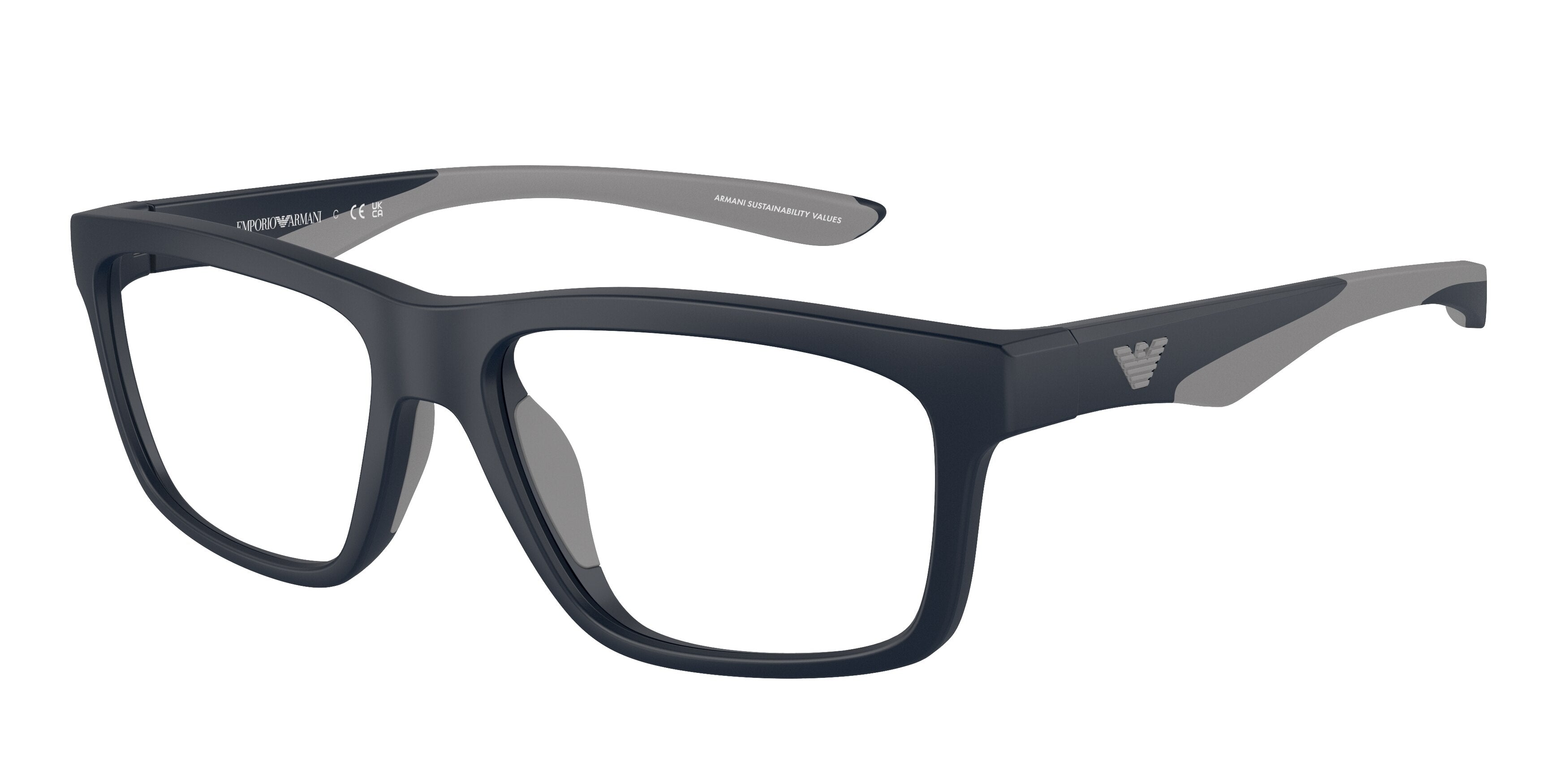 Emporio Armani EA3220U Pillow Eyeglasses  5088-Matte Blue 57-145-17 - Color Map Blue