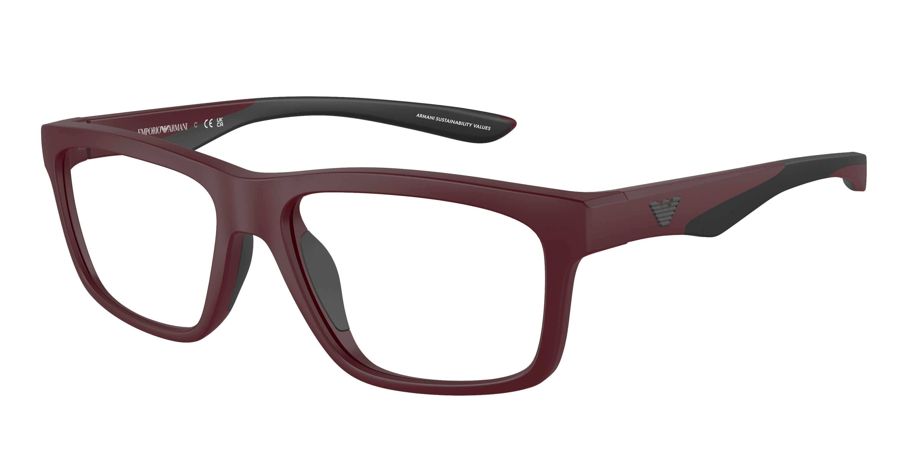 Emporio Armani EA3220U Pillow Eyeglasses  5261-Matte Bordeaux 57-145-17 - Color Map Red