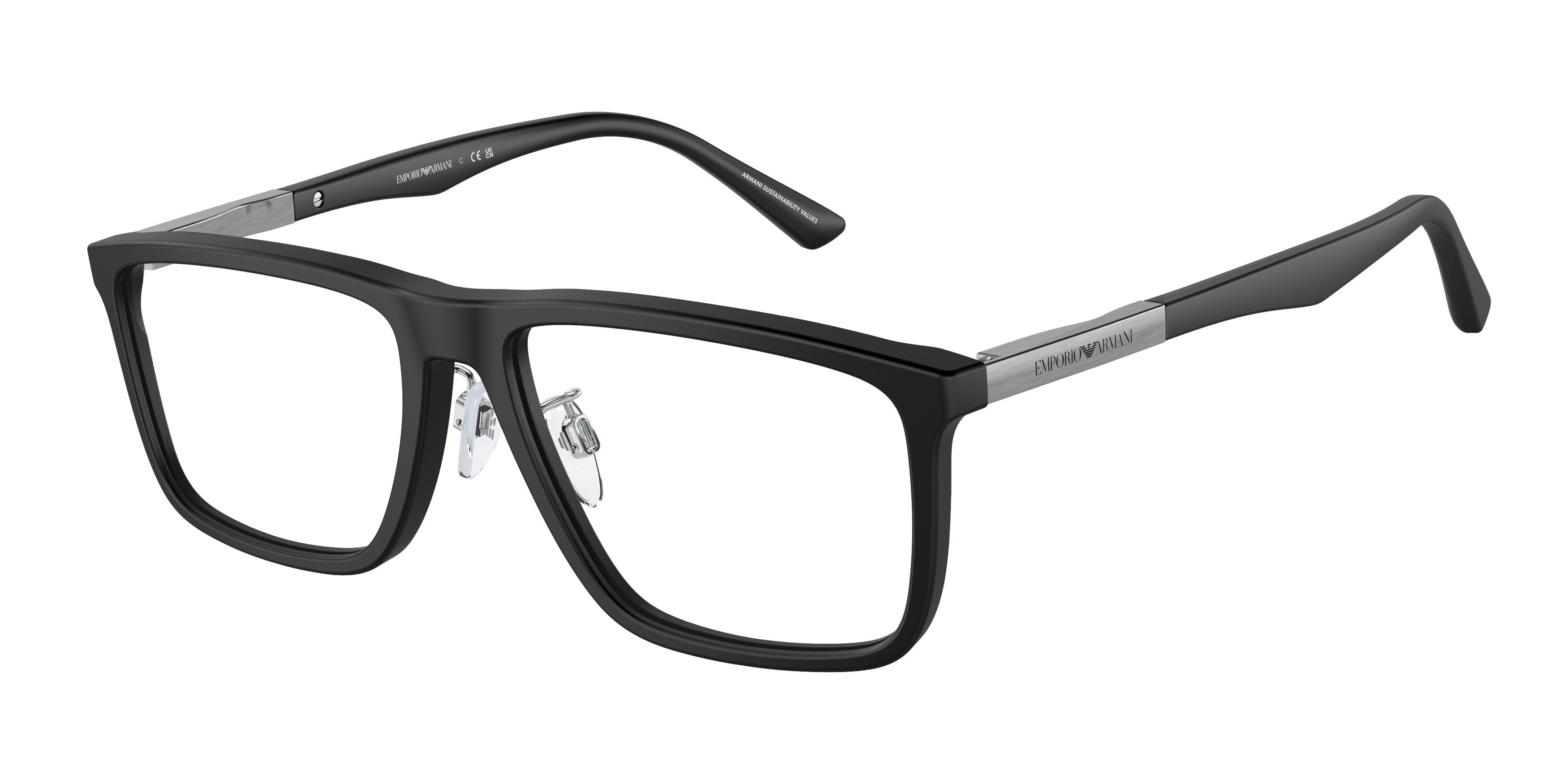 Emporio Armani EA3221F Rectangle Eyeglasses  5001-Matte Black 56-145-16 - Color Map Black