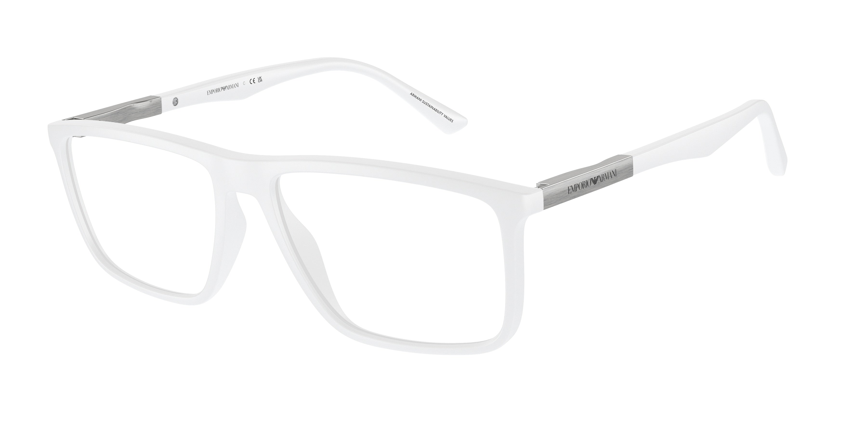 Emporio Armani EA3221 Rectangle Eyeglasses  5344-Matte White 56-145-16 - Color Map White