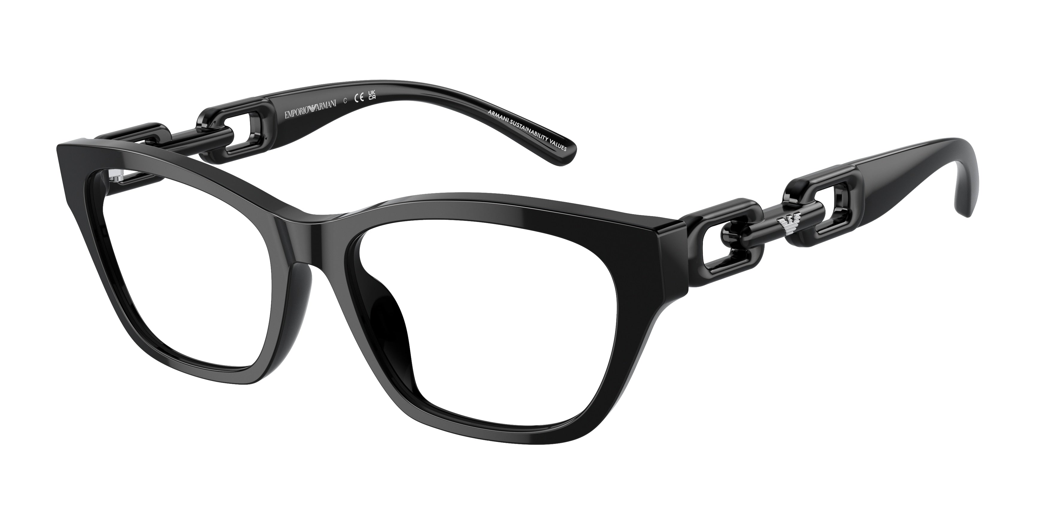 Emporio Armani EA3223U Cat Eye Eyeglasses  5017-Shiny Black 54-140-17 - Color Map Black