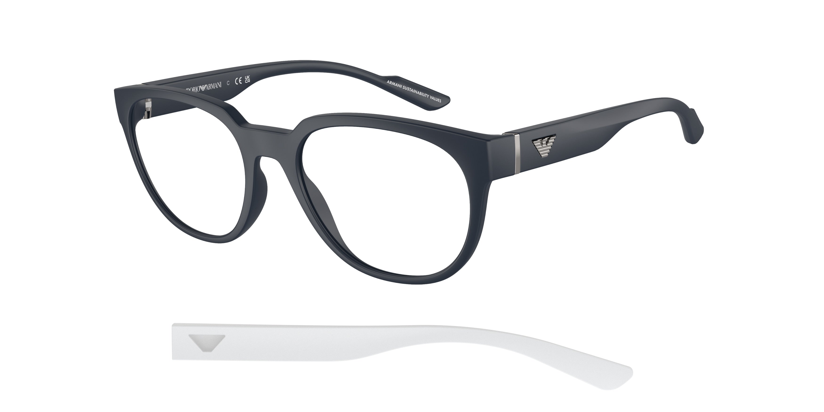 Emporio Armani EA3224 Phantos Eyeglasses  5088-Matte Blue 54-145-19 - Color Map Blue